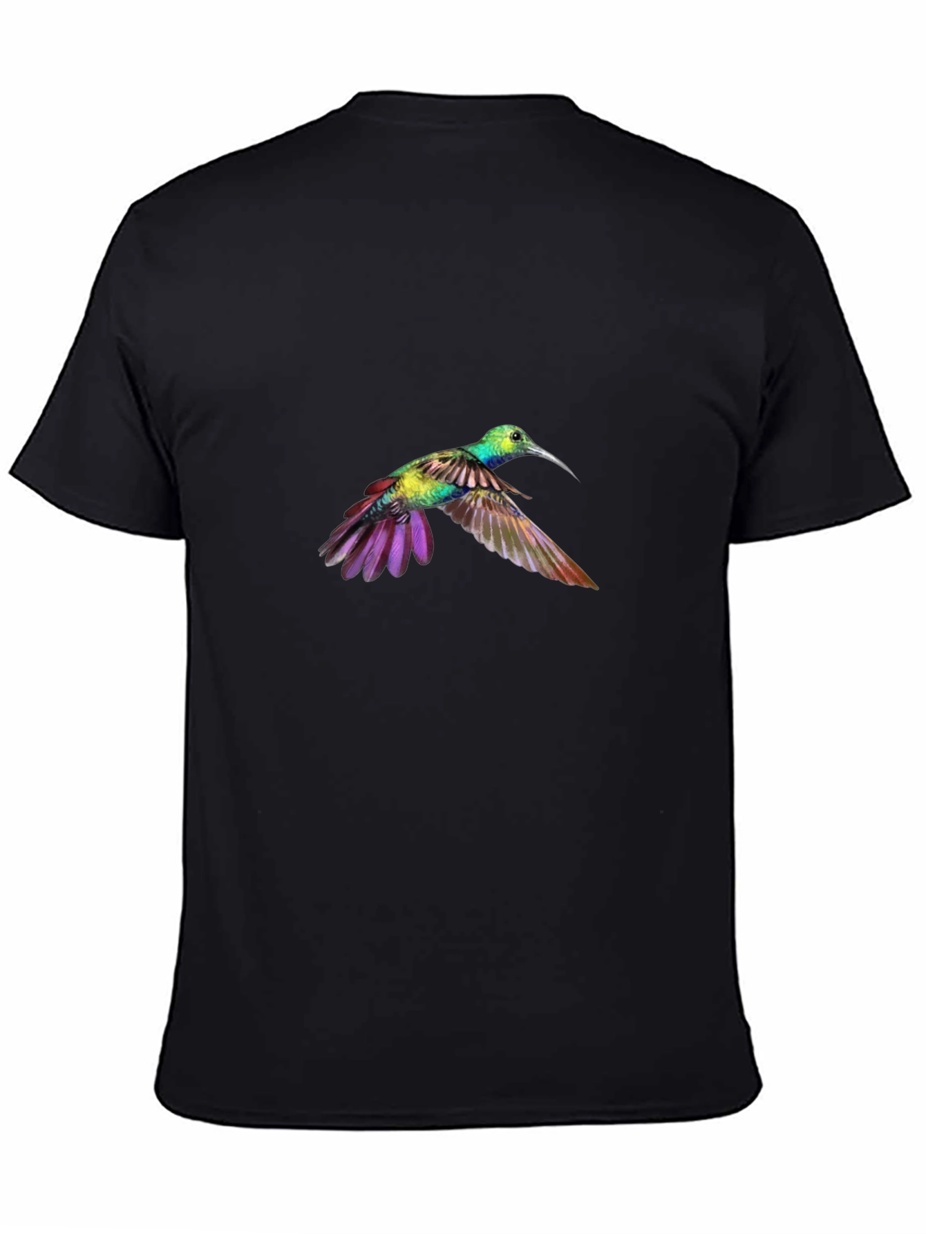 Hummingbird Graphic Tee - Black Cotton T-Shirt