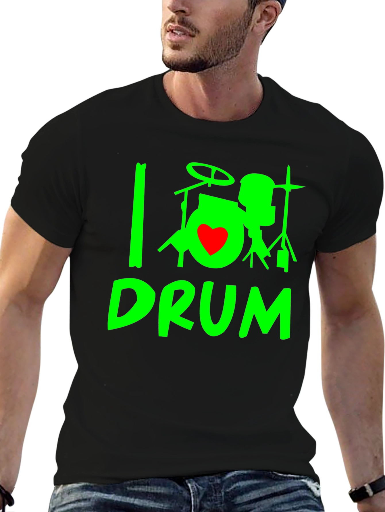 I Heart Drum T-Shirt - Black