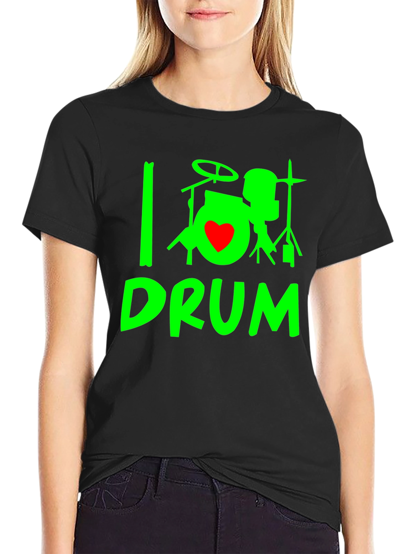I Heart Drum T-Shirt - Black