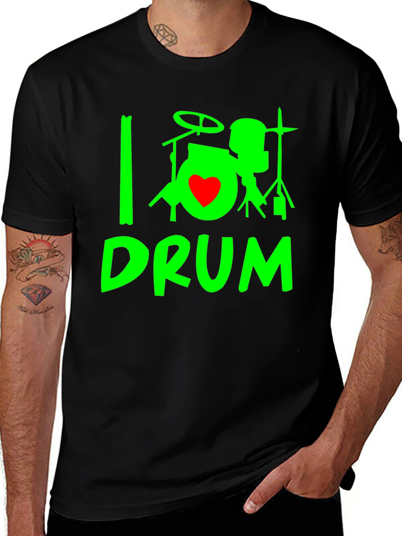 I Heart Drum T-Shirt - Black