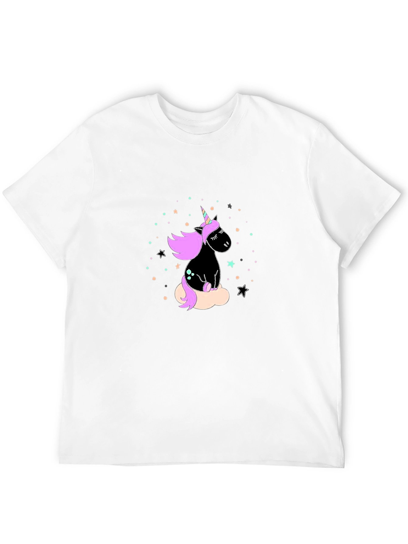 Unicorn Graphic Print Black T-Shirt