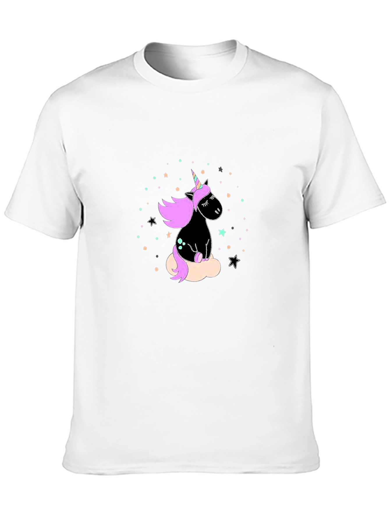 Unicorn Graphic Print Black T-Shirt