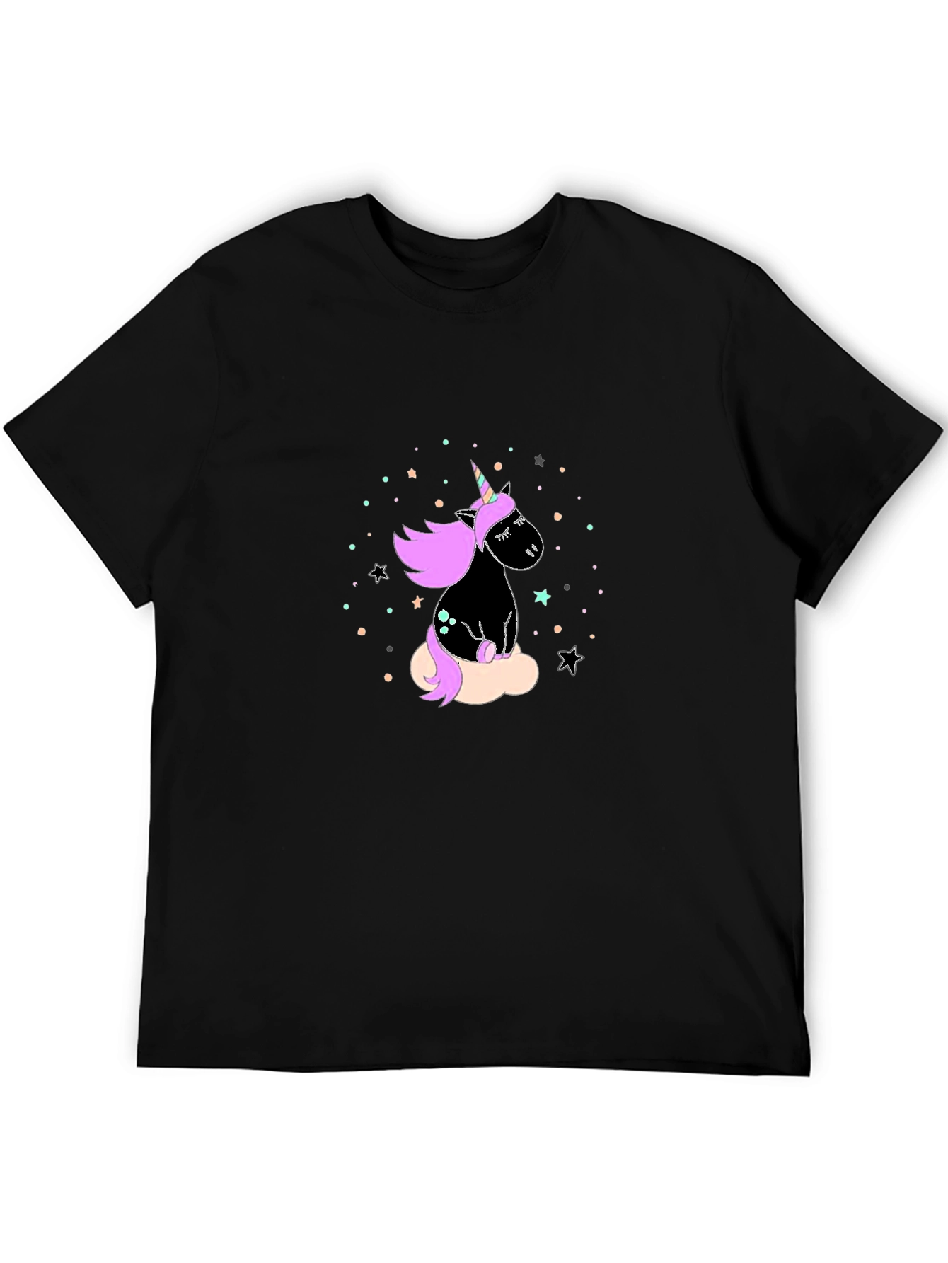 Unicorn Graphic Print Black T-Shirt