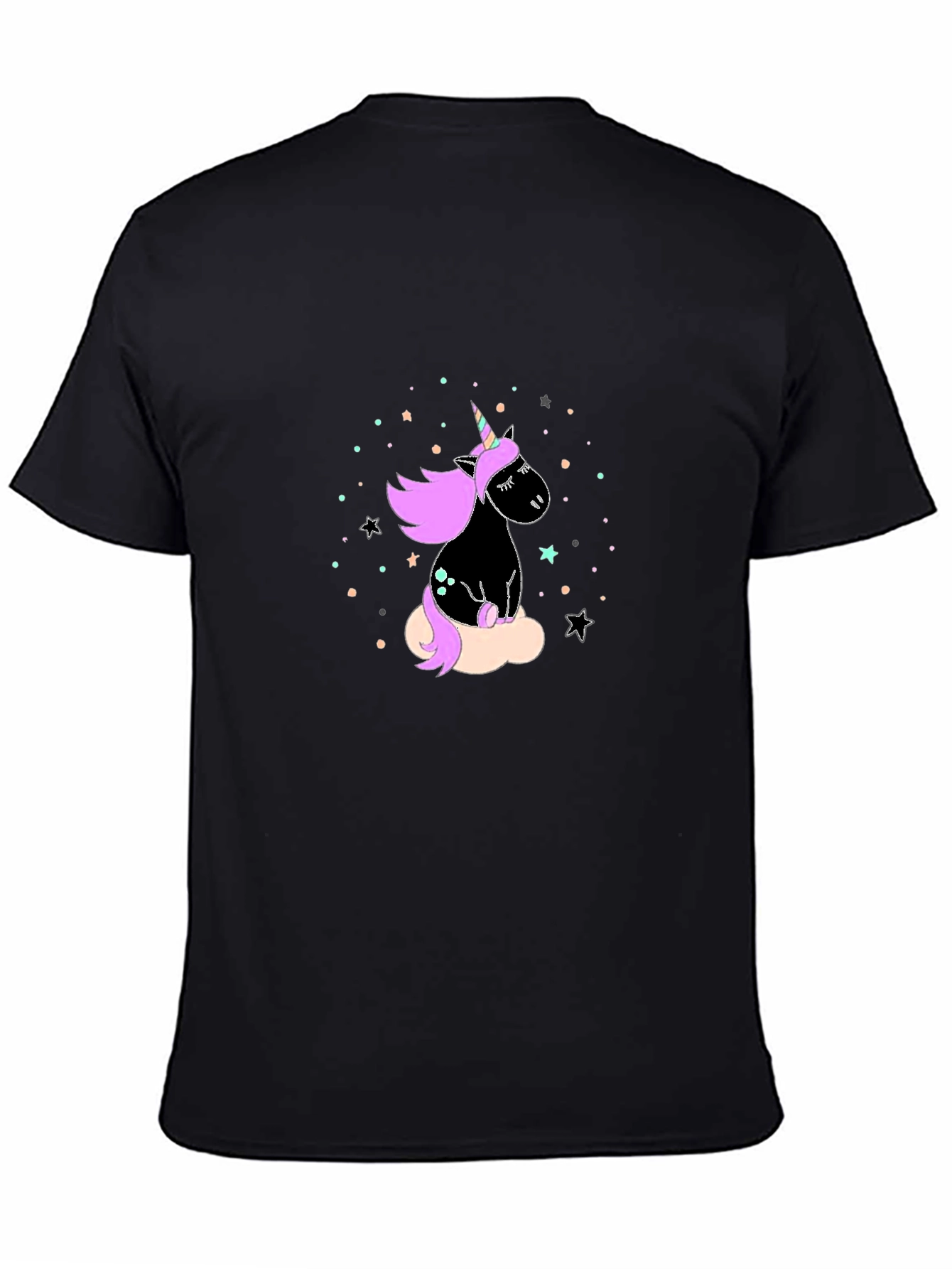 Unicorn Graphic Print Black T-Shirt
