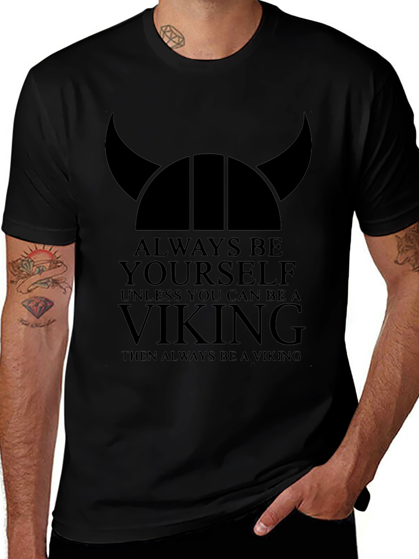 Always Be a Viking Black Graphic T-Shirt