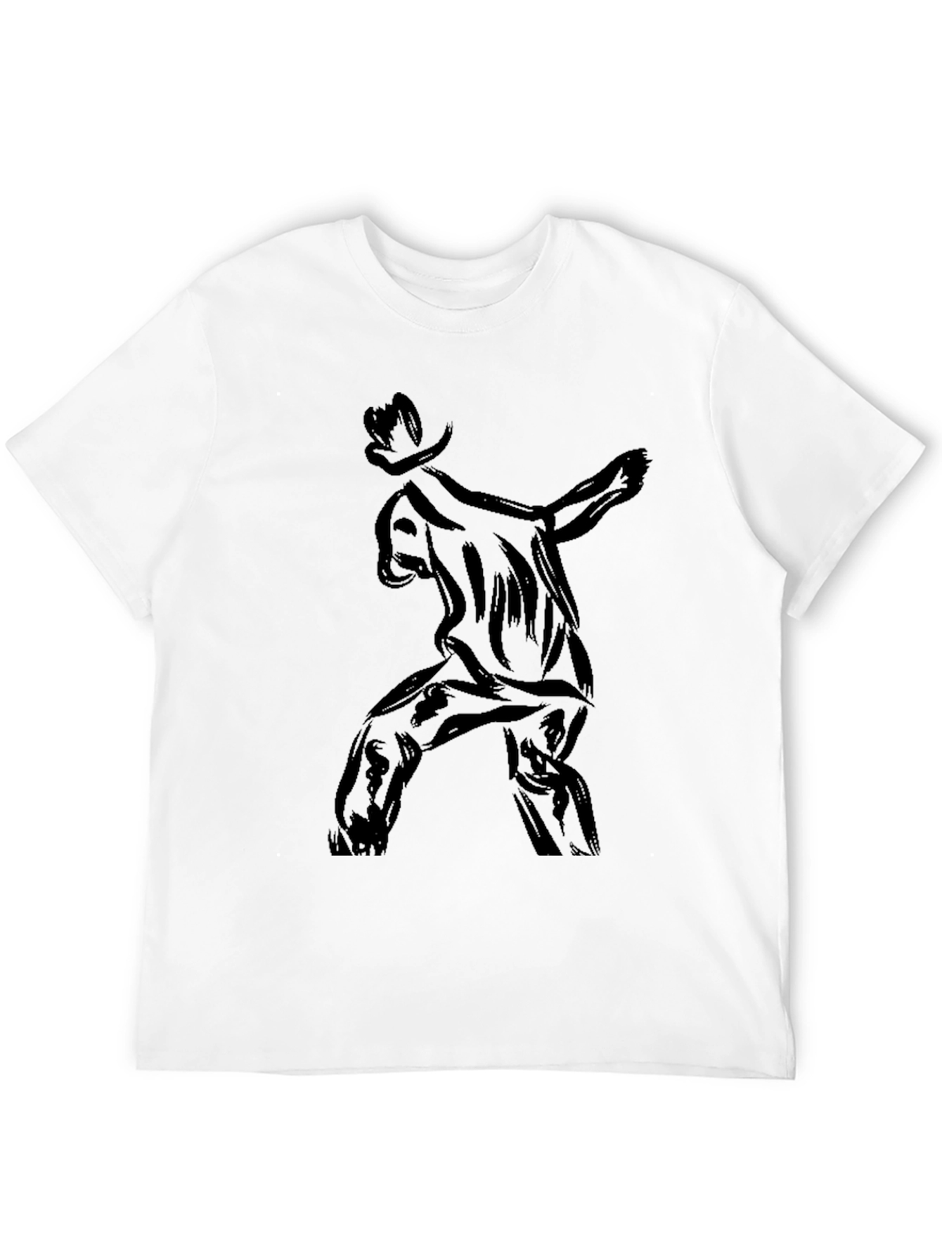 Stylish Black T-Shirt with Abstract Cowboy Print