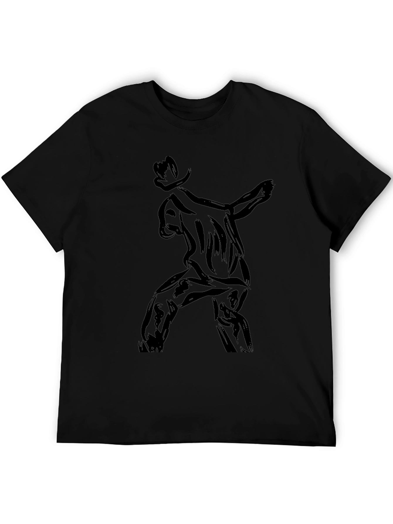Stylish Black T-Shirt with Abstract Cowboy Print