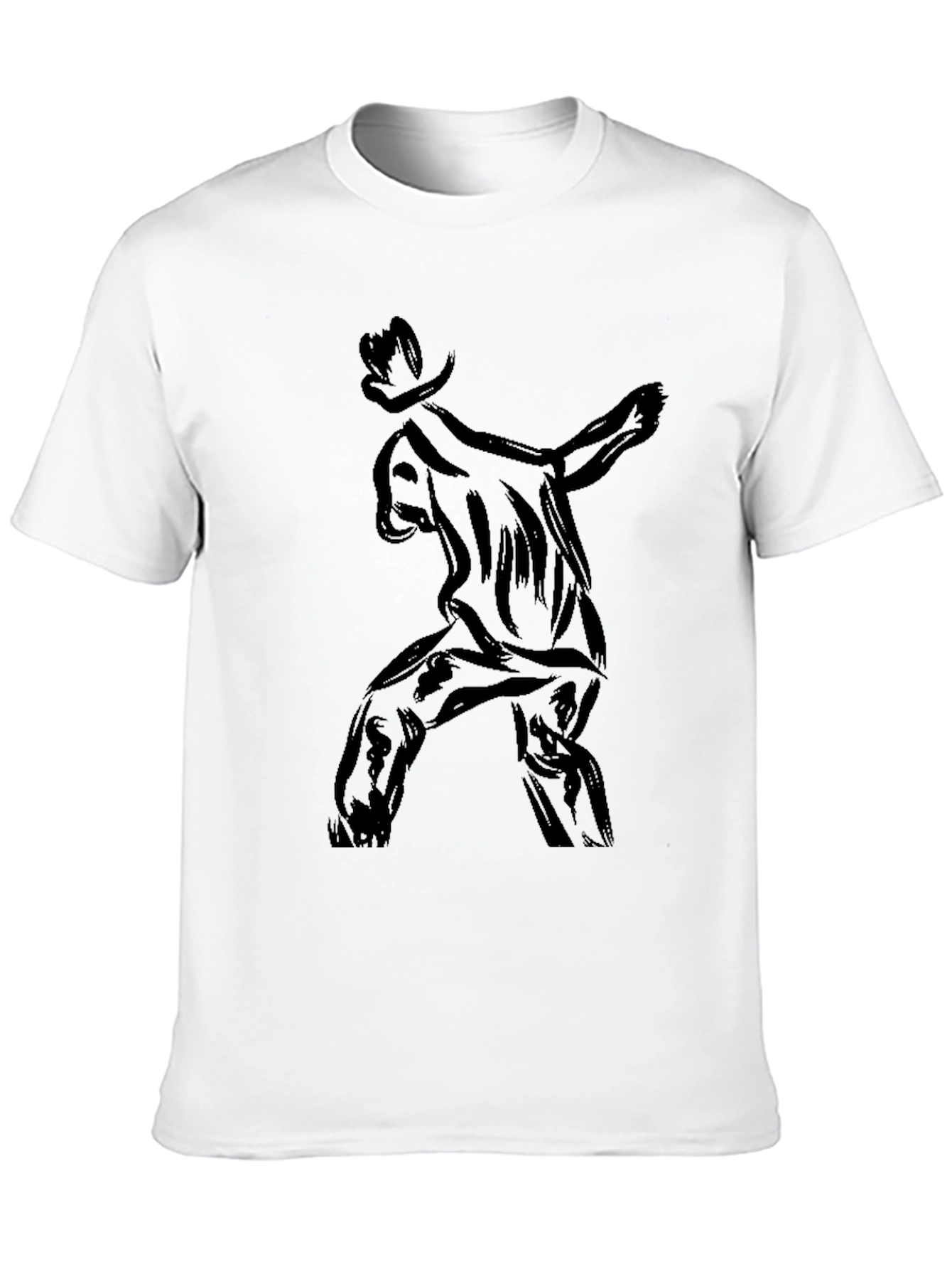 Stylish Black T-Shirt with Abstract Cowboy Print