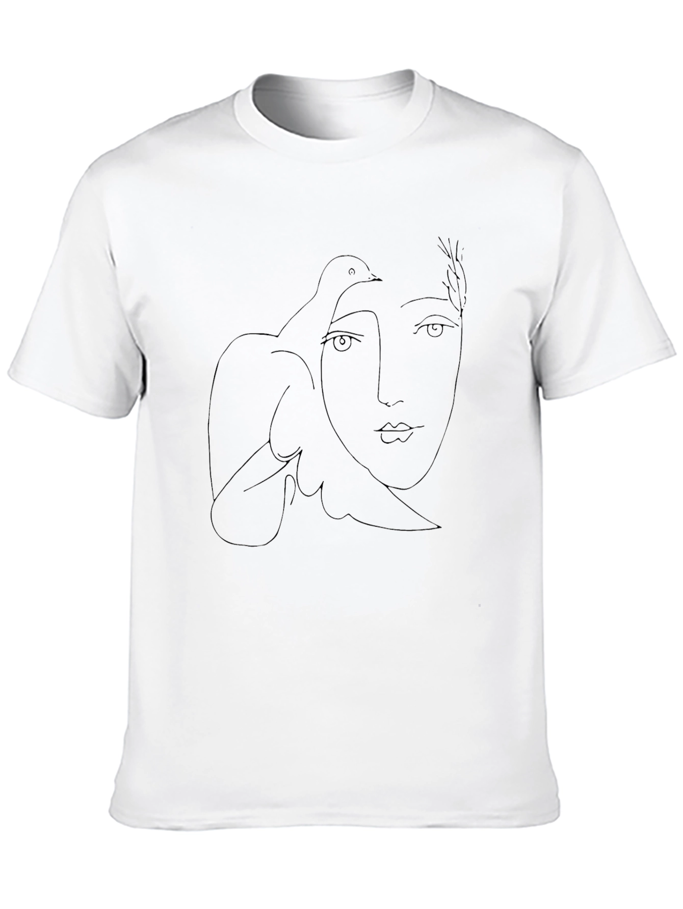 Abstract Face & Dove Black T-Shirt