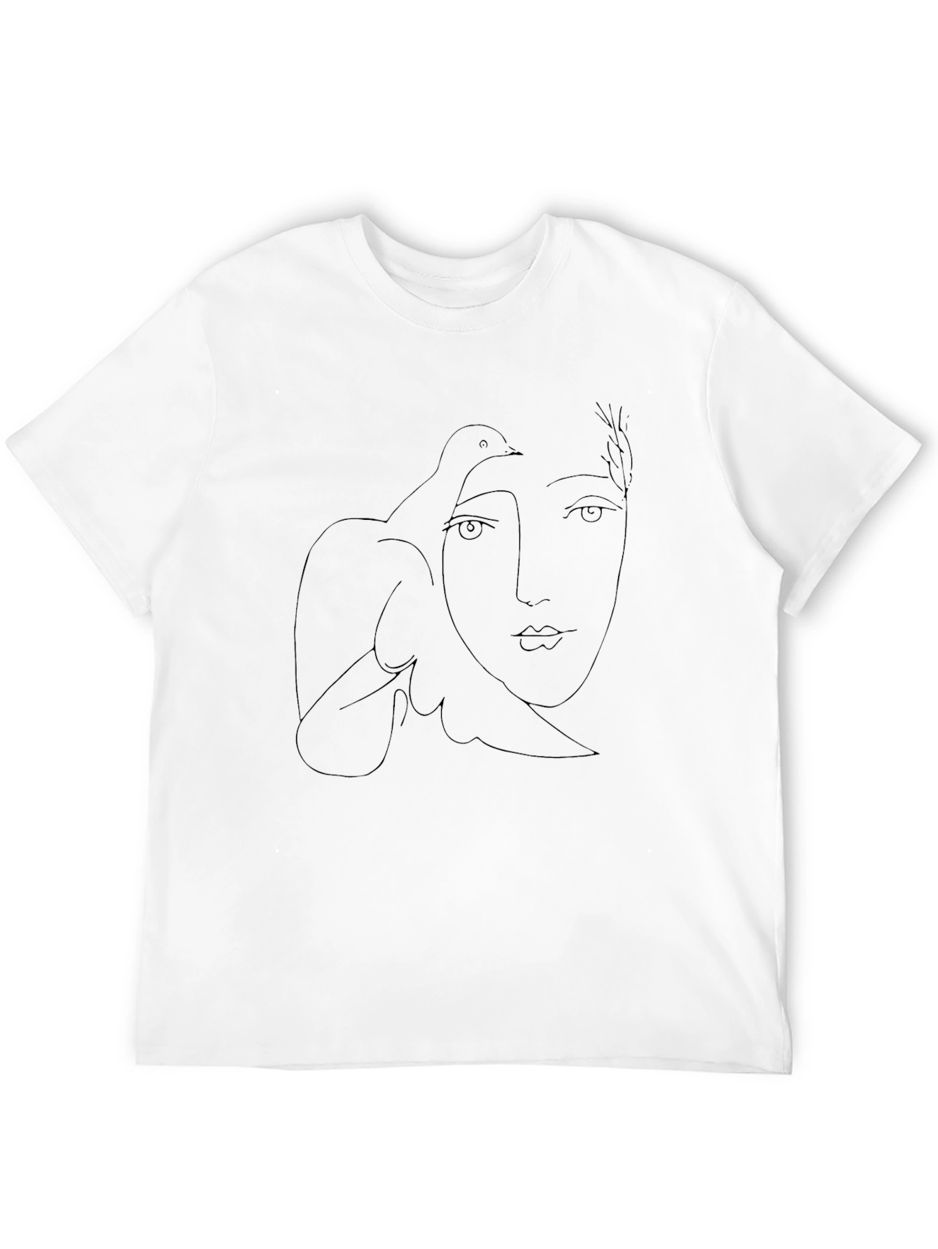 Abstract Face & Dove Black T-Shirt