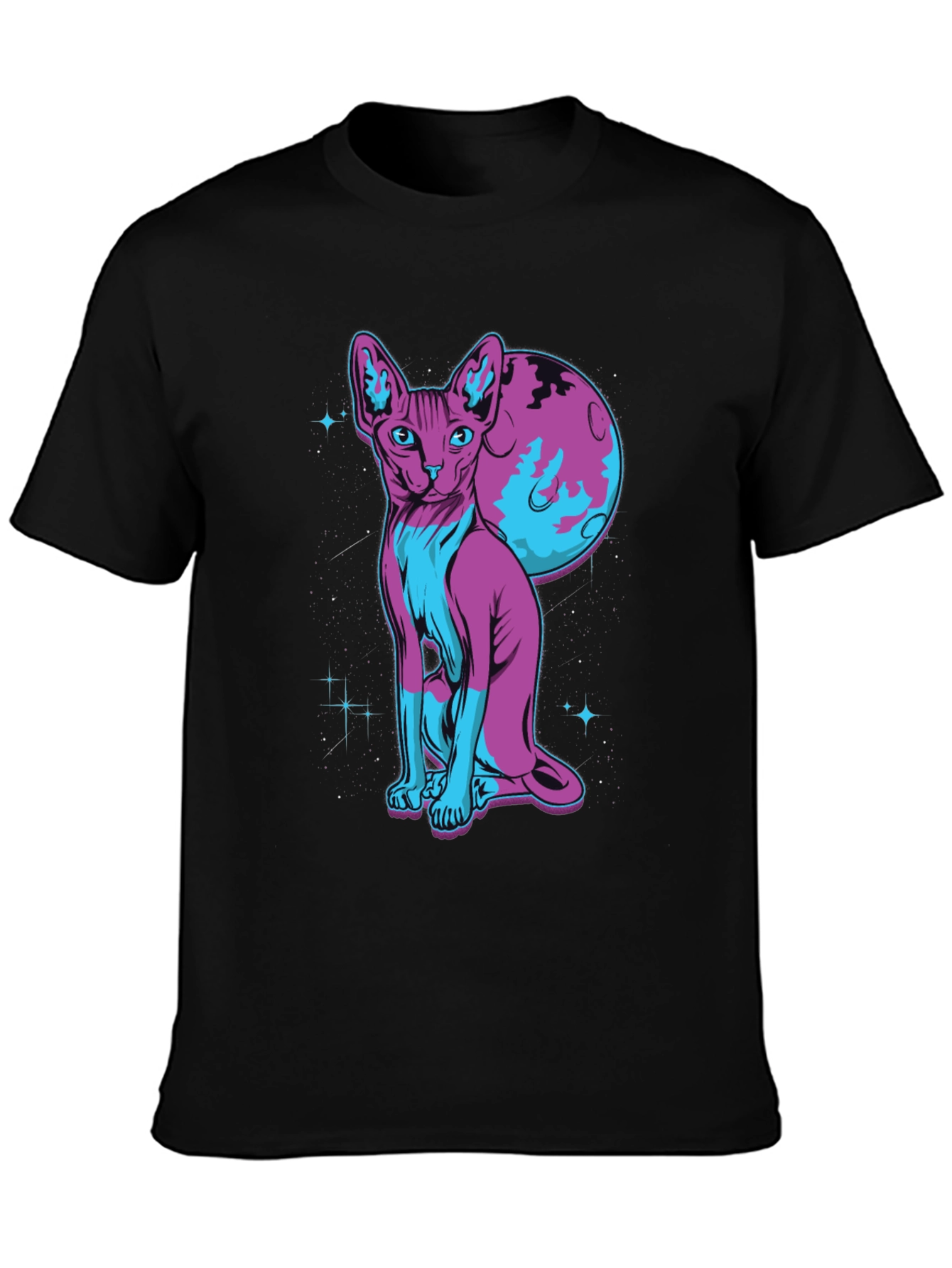 Sphynx Cat Moon Graphic T-Shirt