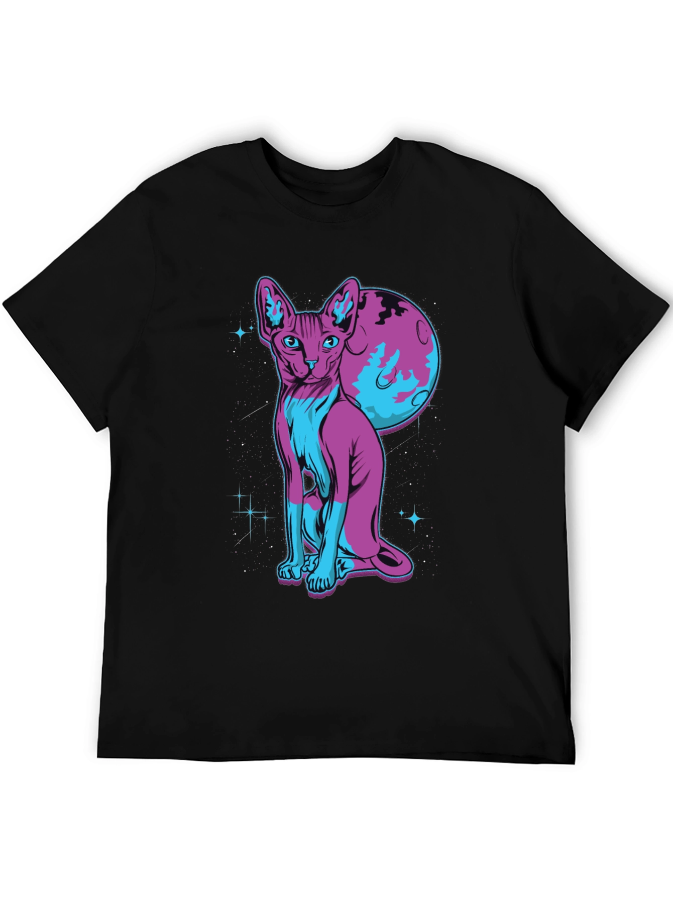 Sphynx Cat Moon Graphic T-Shirt