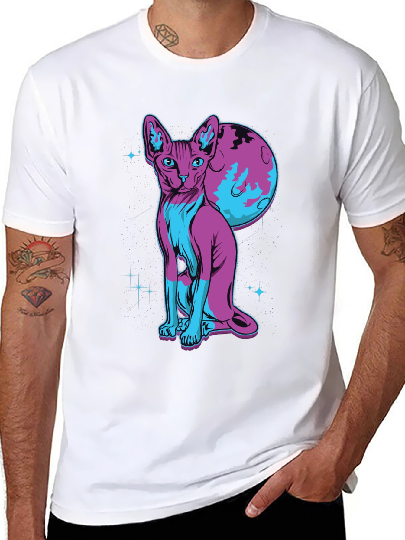 Sphynx Cat Moon Graphic T-Shirt