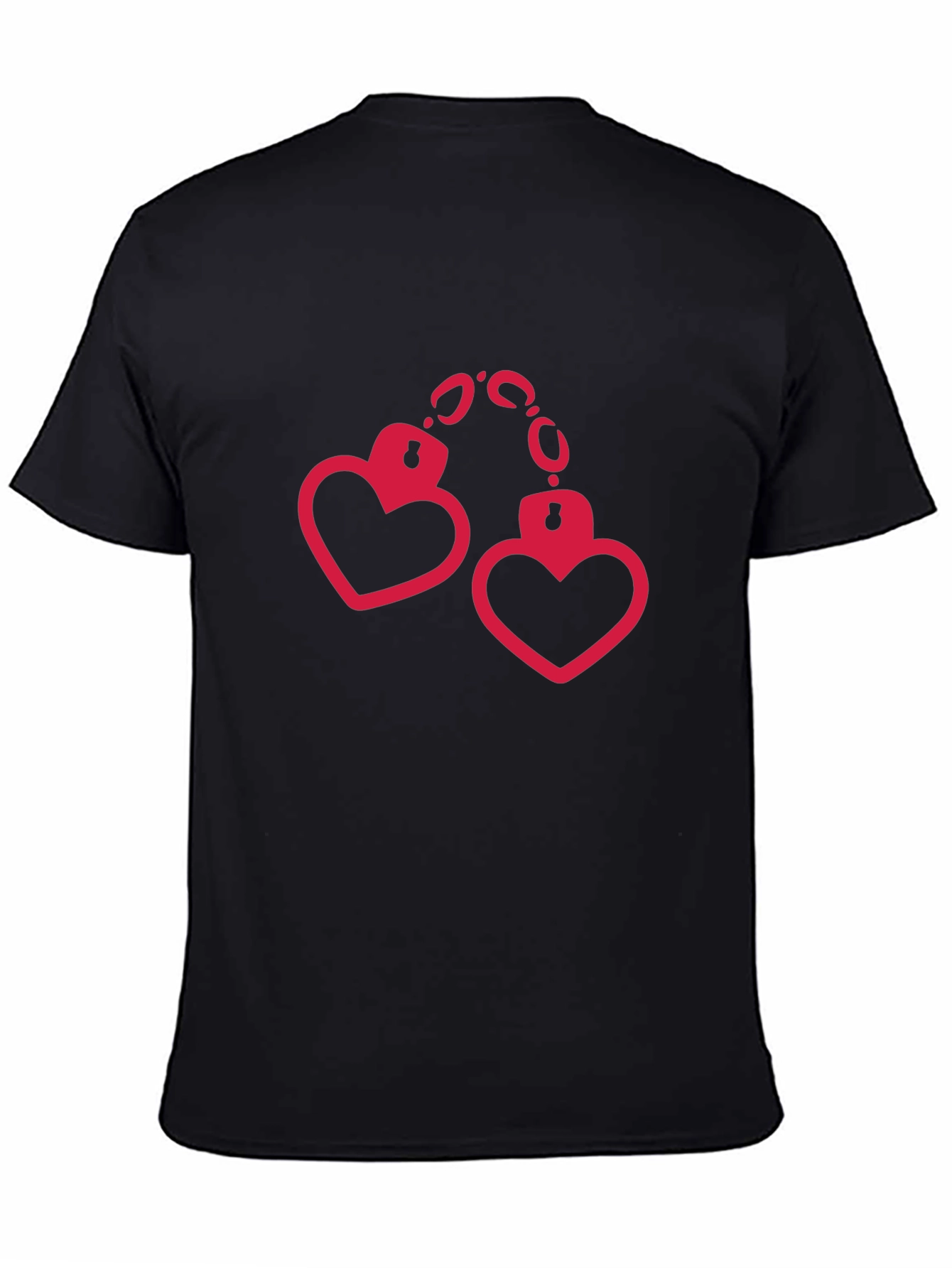 Heart Handcuffs Graphic Black T-Shirt