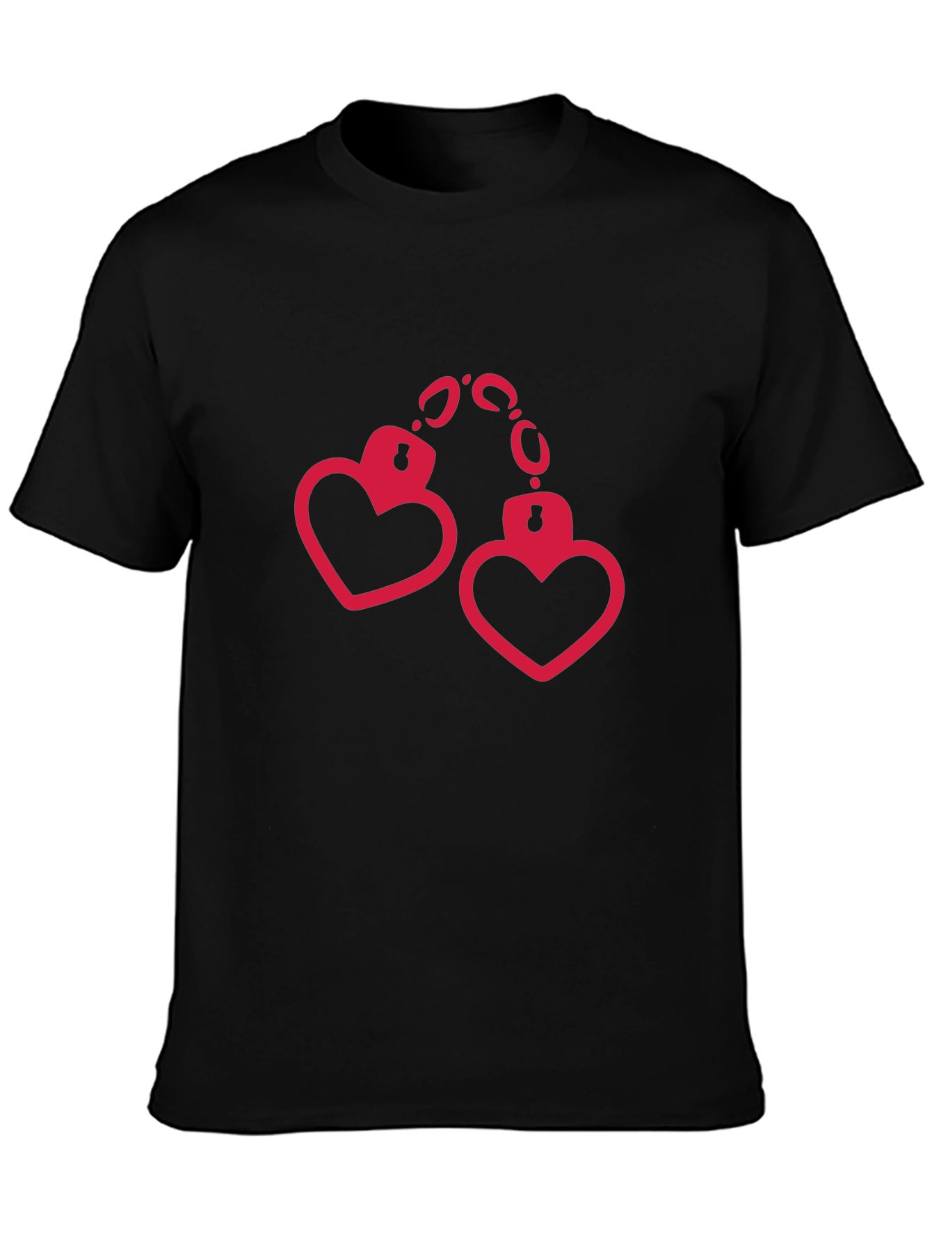 Heart Handcuffs Graphic Black T-Shirt