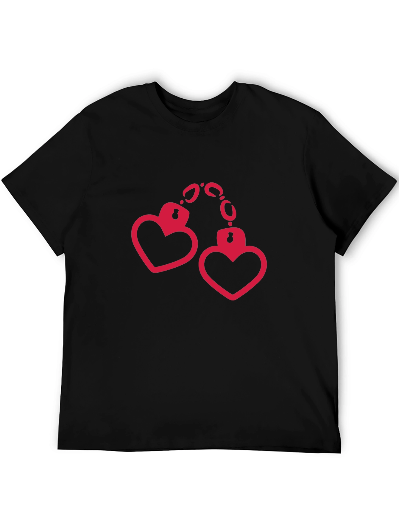 Heart Handcuffs Graphic Black T-Shirt
