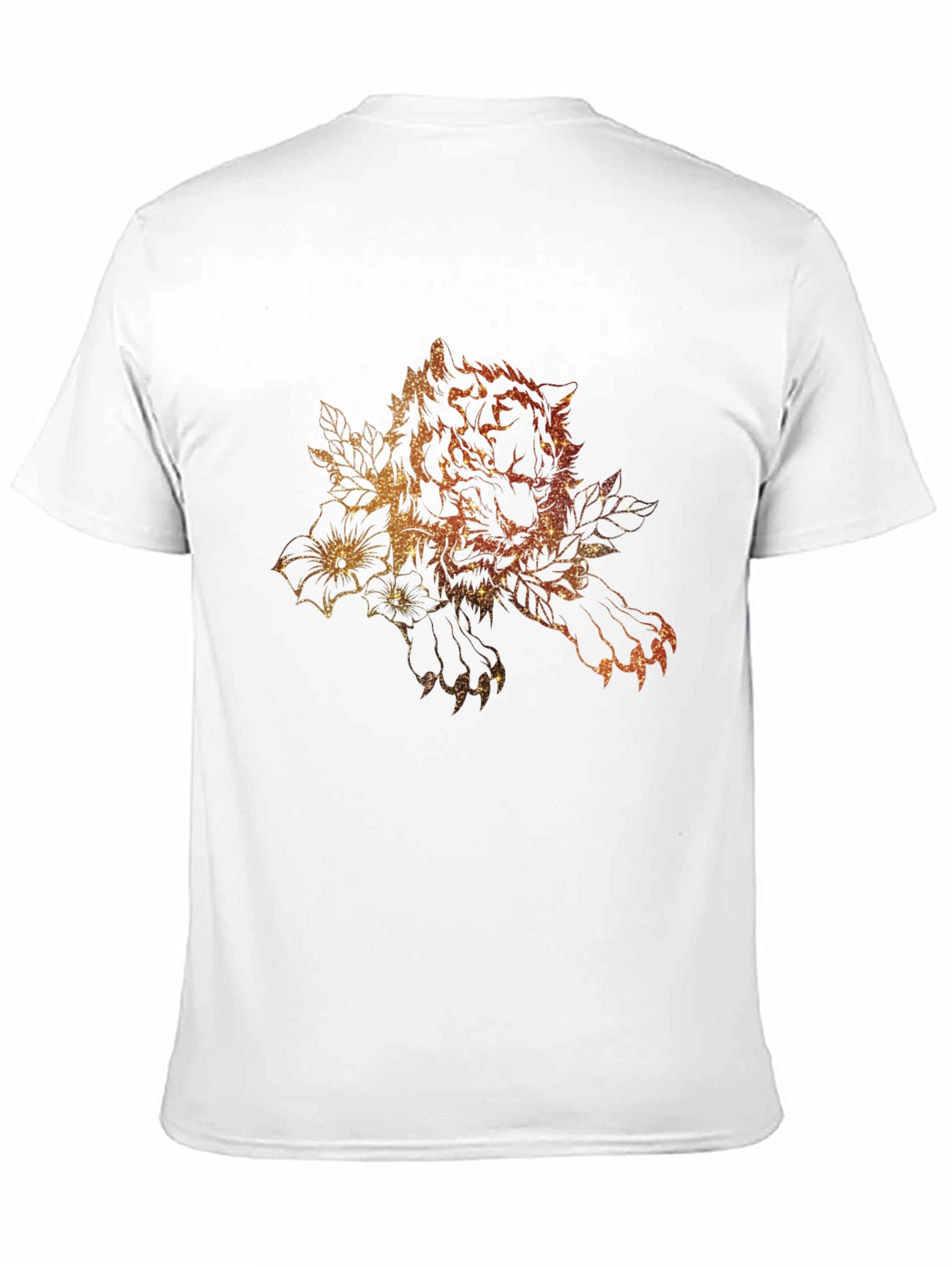 Tiger Floral Print Black Graphic Tee