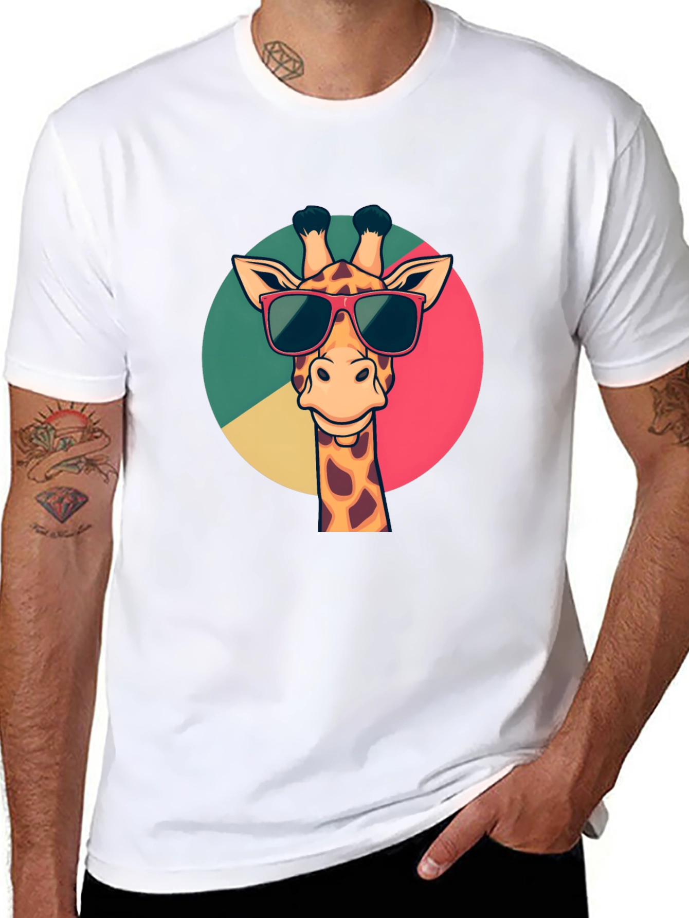 Giraffe Sunglasses Graphic Tee - Mens Black T-Shirt