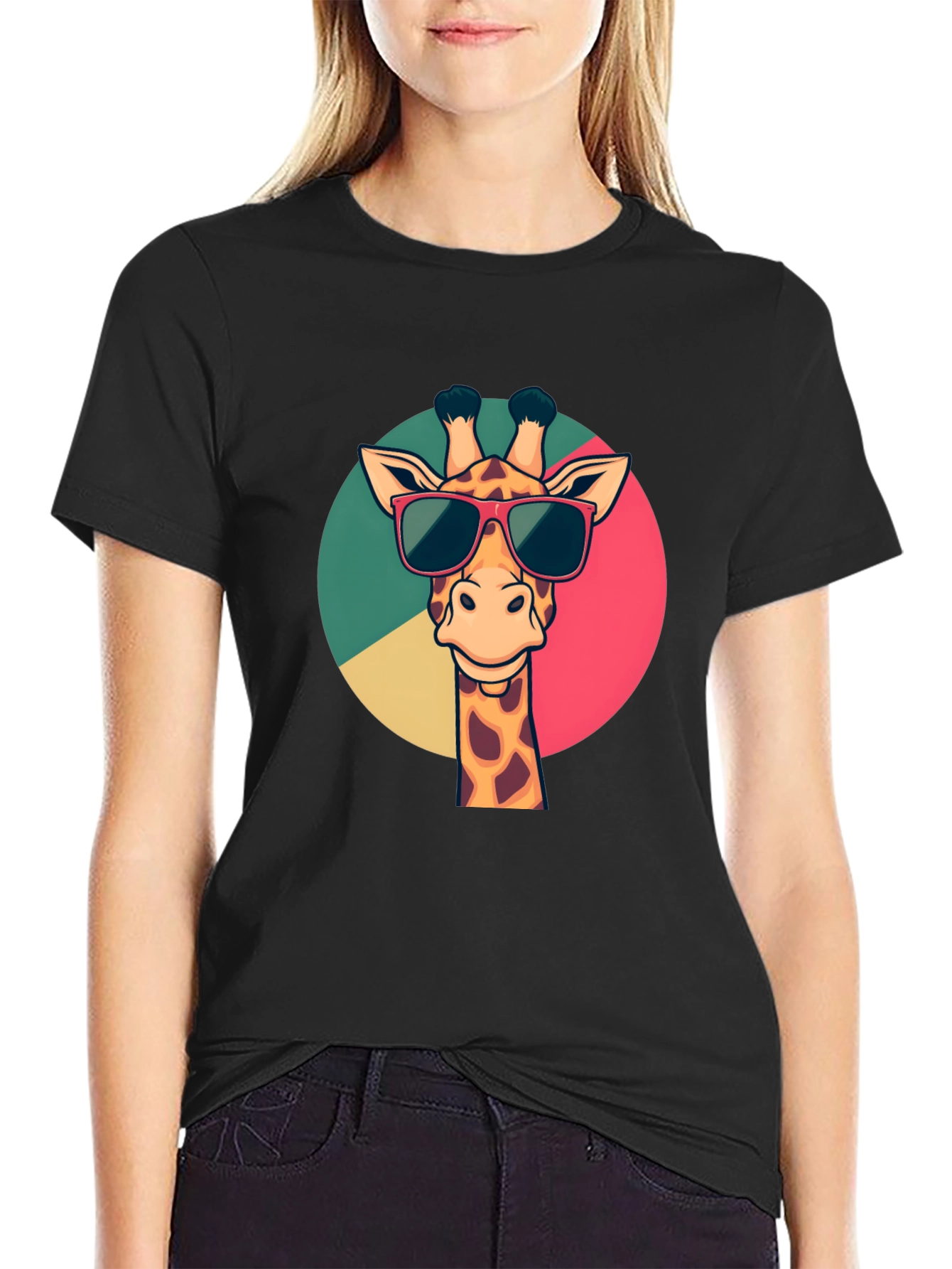 Giraffe Sunglasses Graphic Tee - Mens Black T-Shirt