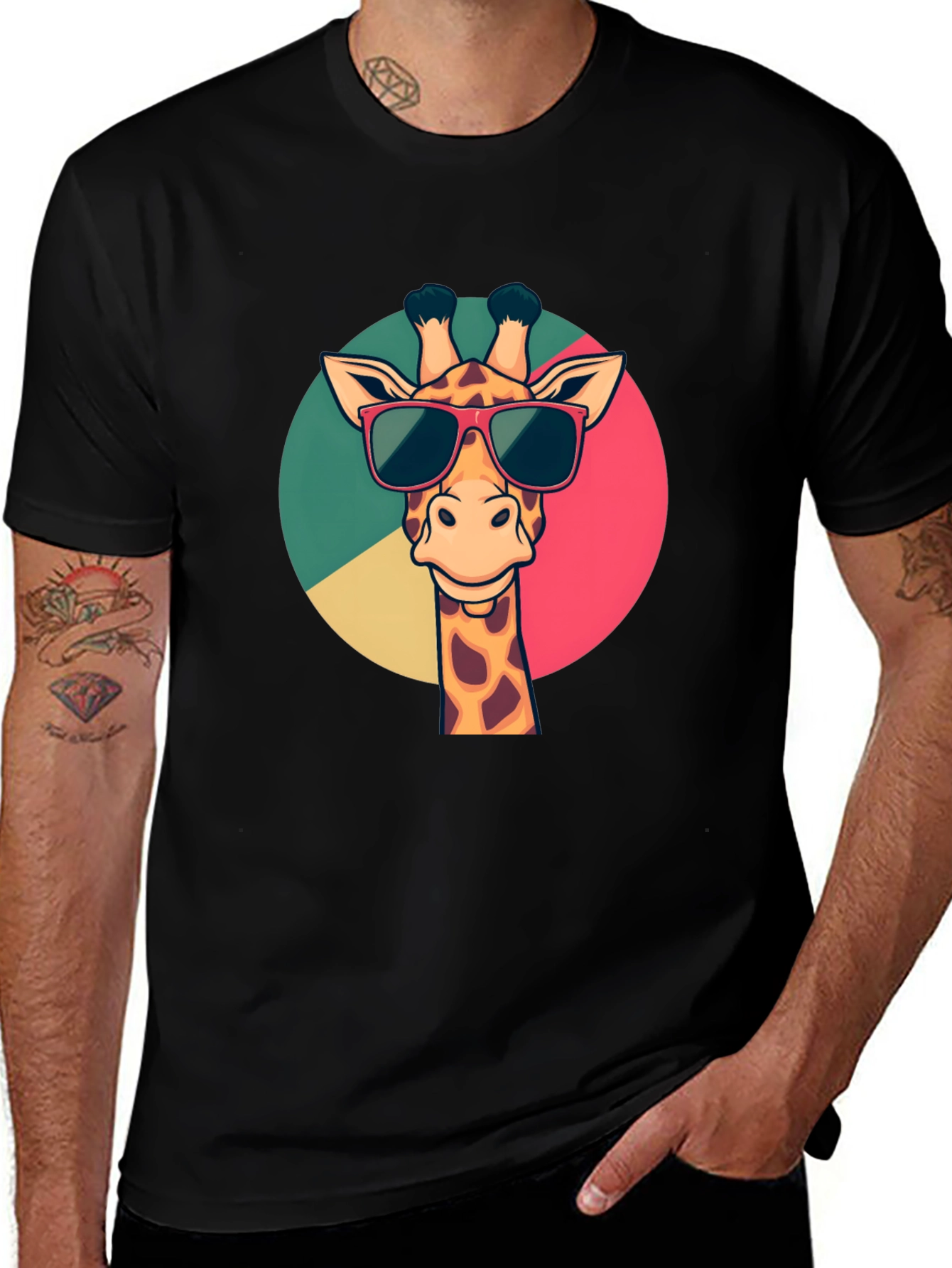 Giraffe Sunglasses Graphic Tee - Mens Black T-Shirt