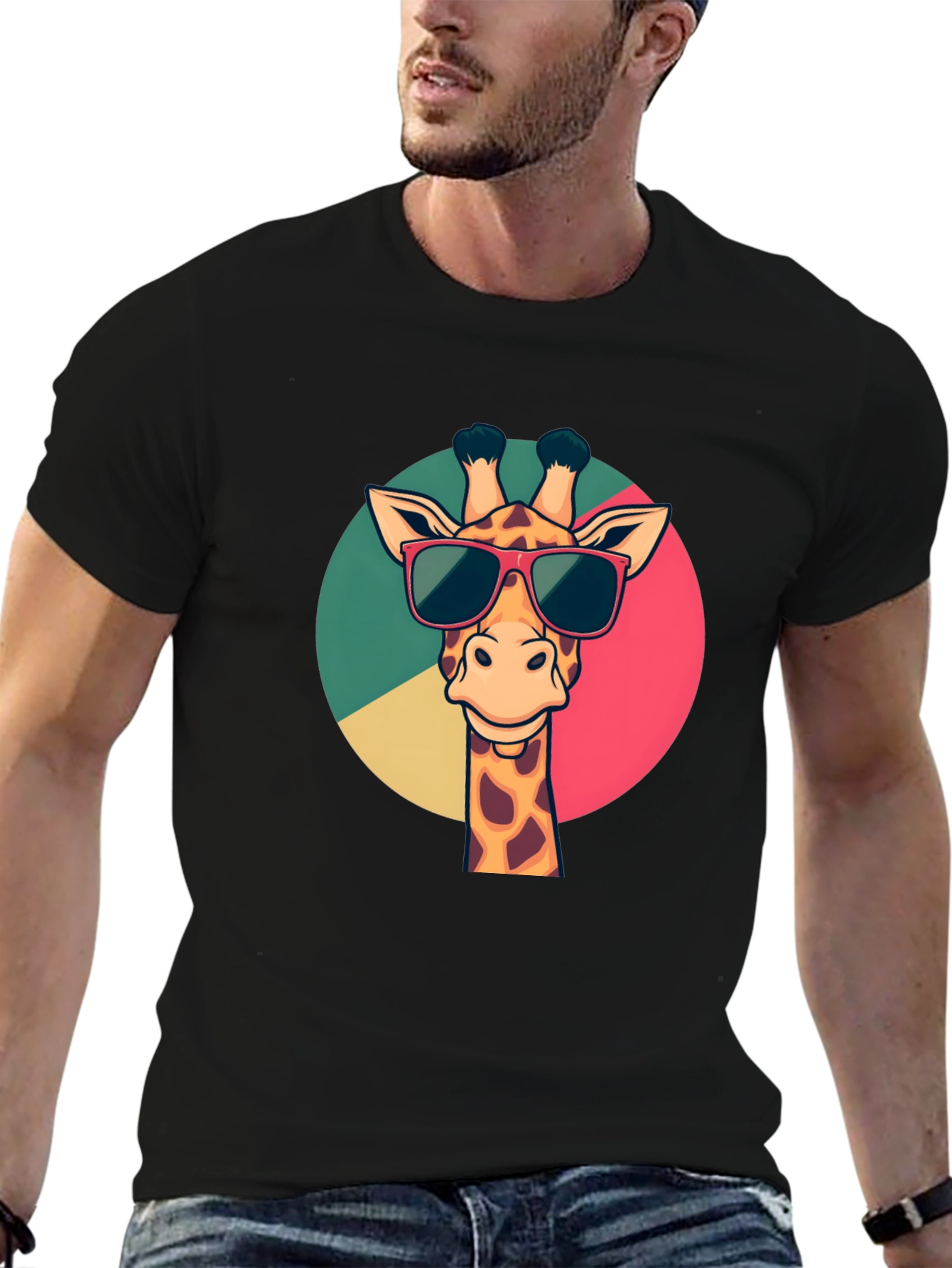 Giraffe Sunglasses Graphic Tee - Mens Black T-Shirt