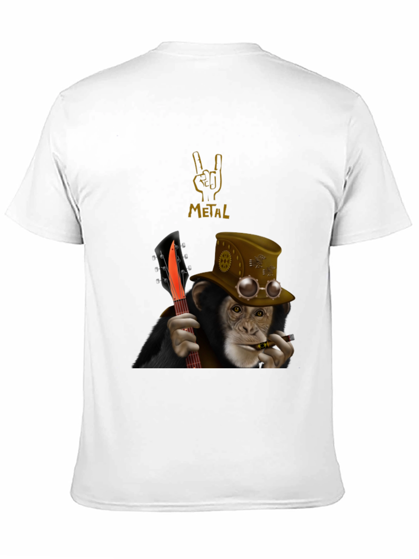 Steampunk Monkey Guitarist Graphic Tee