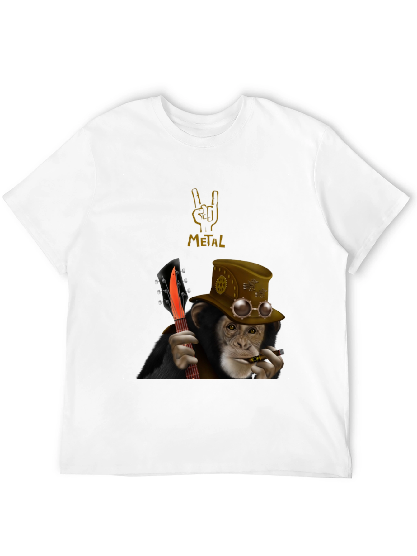 Steampunk Monkey Guitarist Graphic Tee