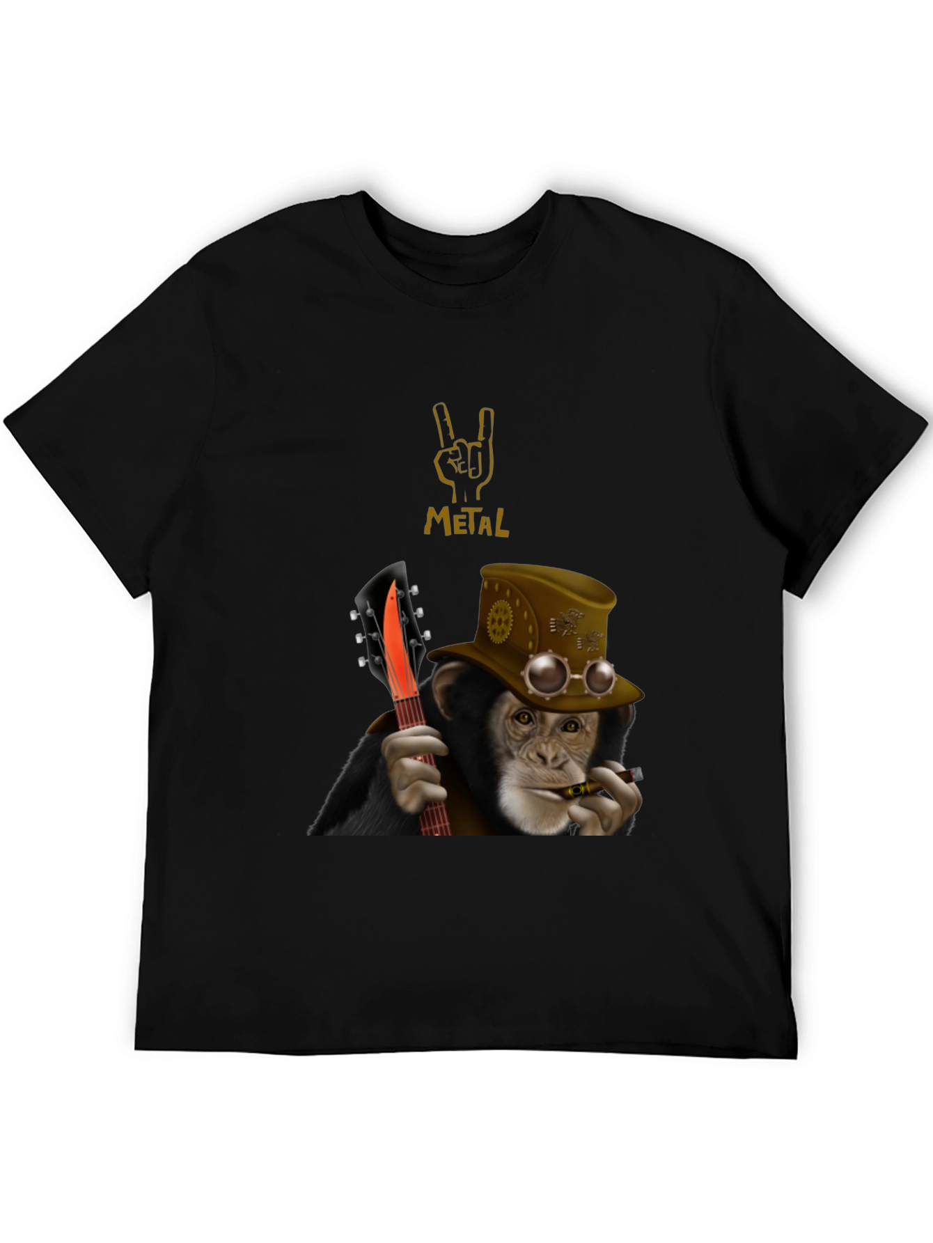 Steampunk Monkey Guitarist Graphic Tee