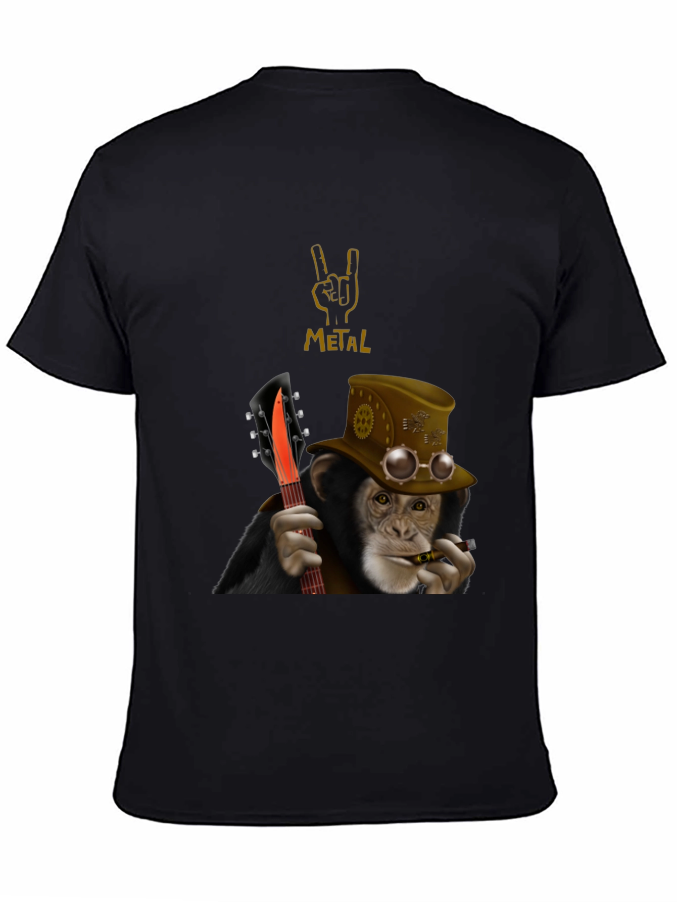 Steampunk Monkey Guitarist Graphic Tee