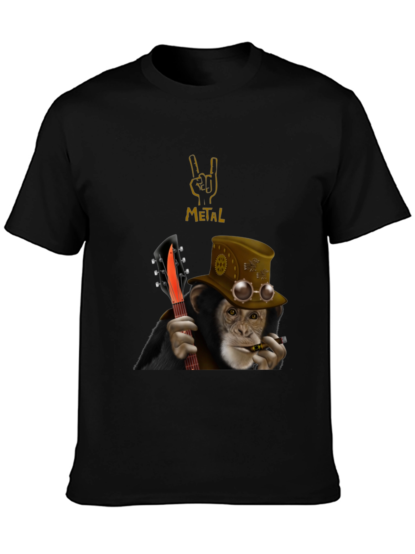 Steampunk Monkey Guitarist Graphic Tee