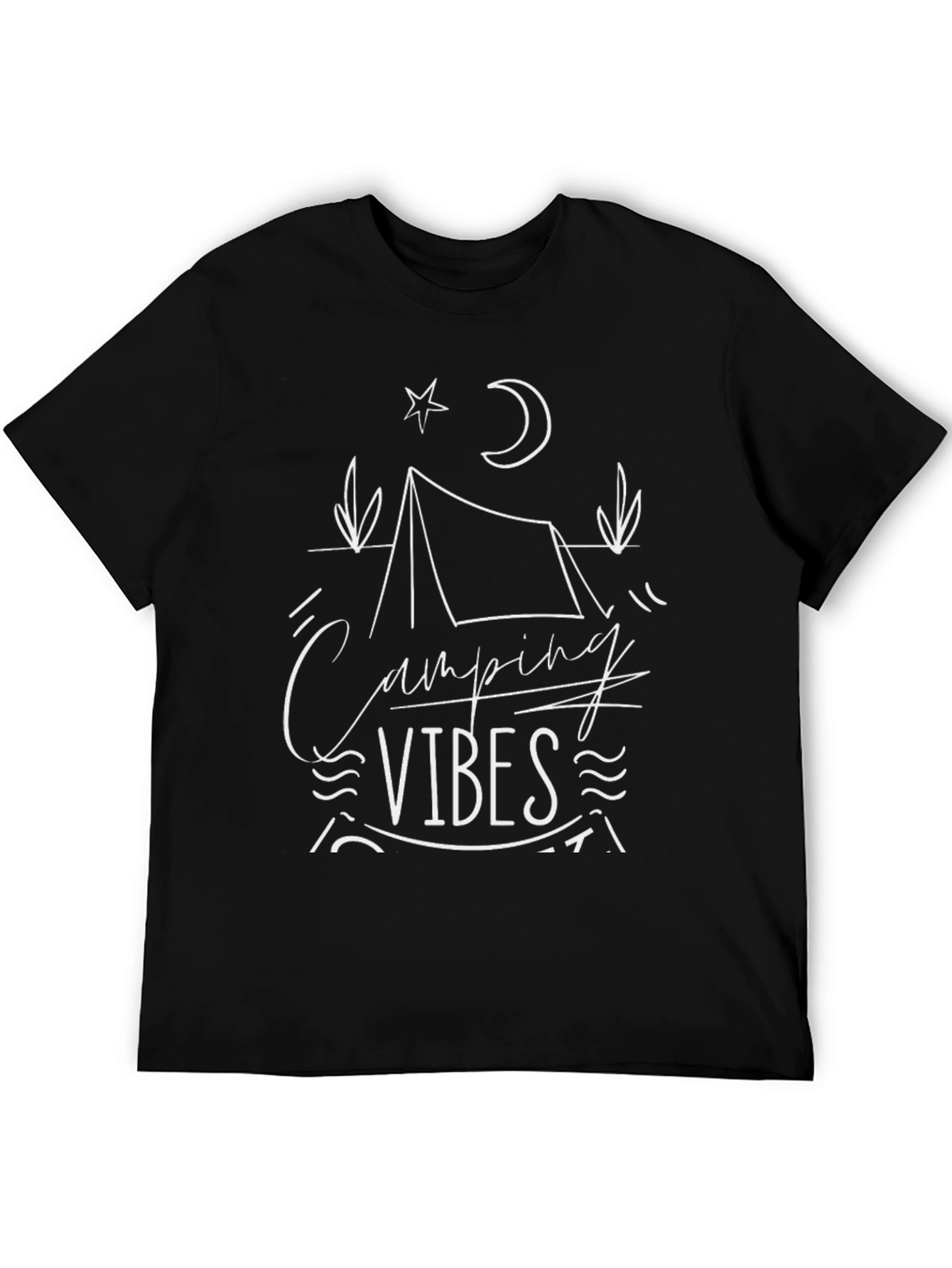 Camping Vibes Graphic Tee - Black Crew Neck T-Shirt