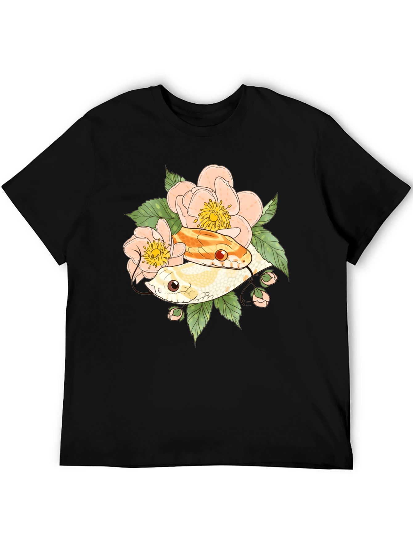 Snake & Floral T-Shirt - Unique Graphic Tee