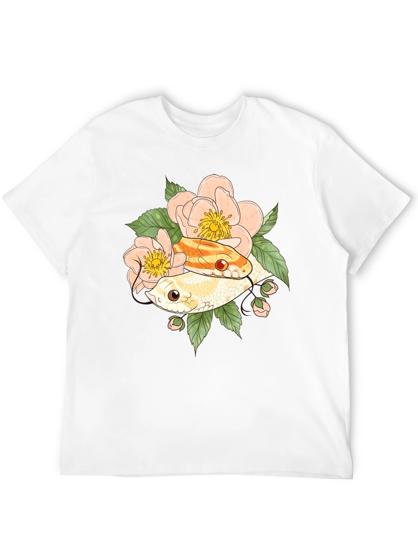 Snake & Floral T-Shirt - Unique Graphic Tee