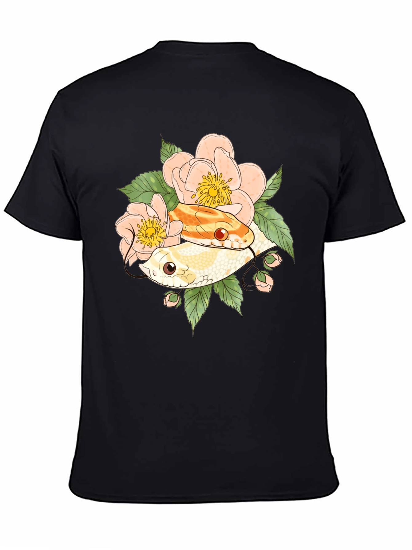 Snake & Floral T-Shirt - Unique Graphic Tee