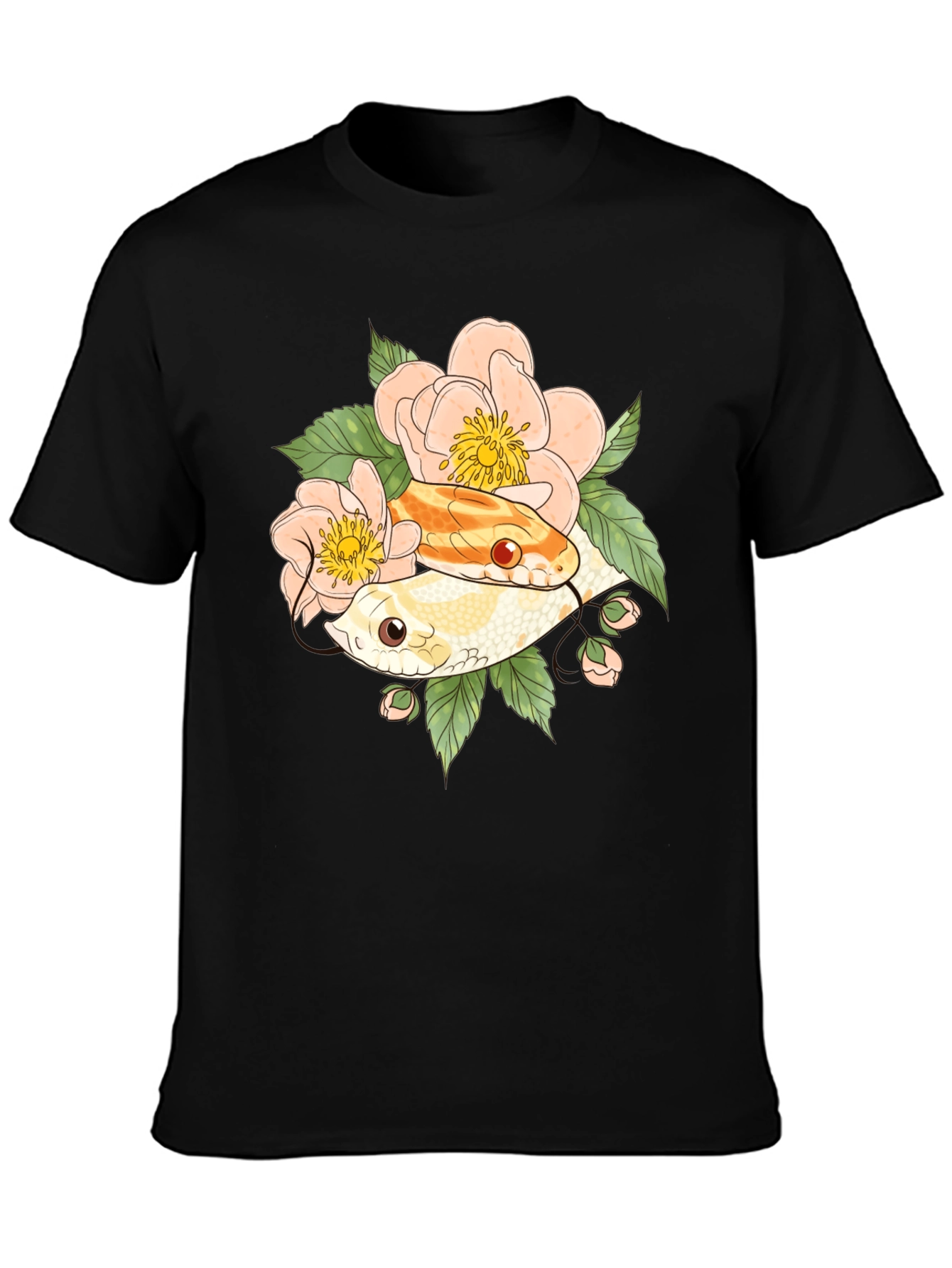 Snake & Floral T-Shirt - Unique Graphic Tee