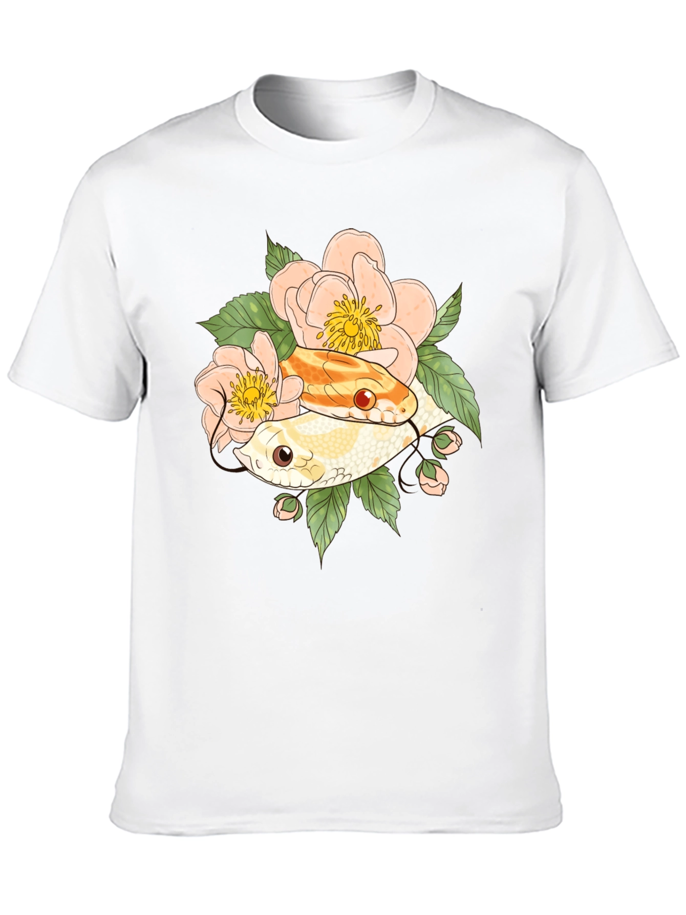 Snake & Floral T-Shirt - Unique Graphic Tee
