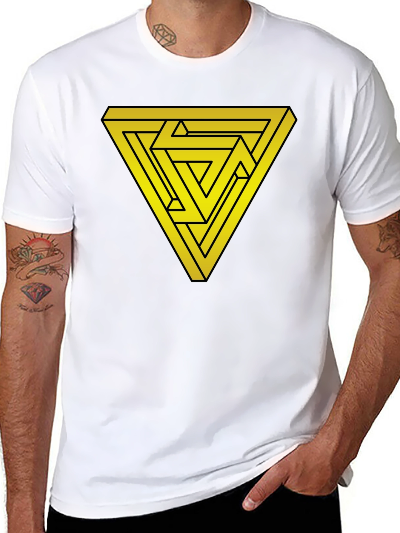 Impossible Triangle Graphic T-Shirt - Optical Illusion Tee