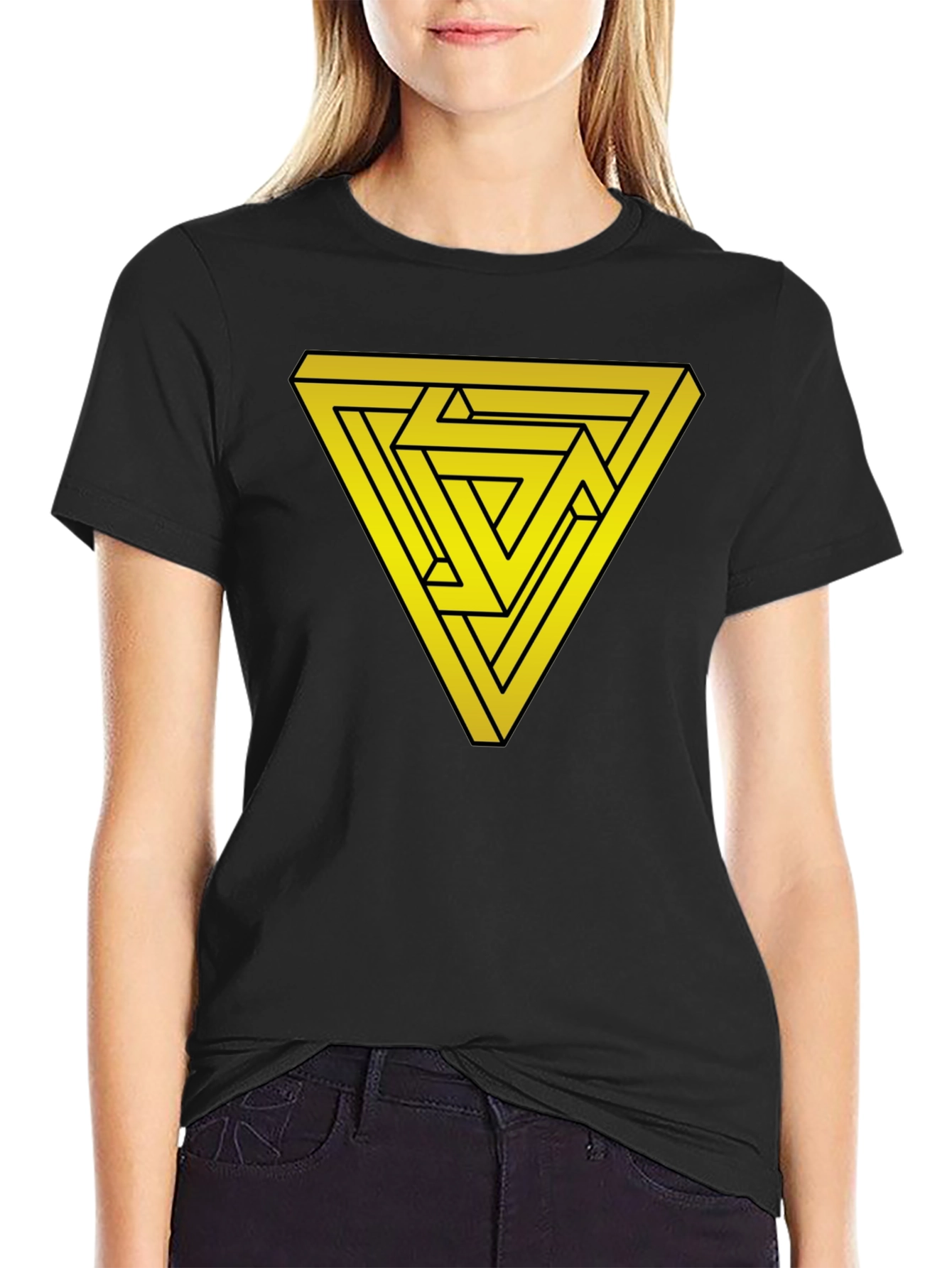 Impossible Triangle Graphic T-Shirt - Optical Illusion Tee
