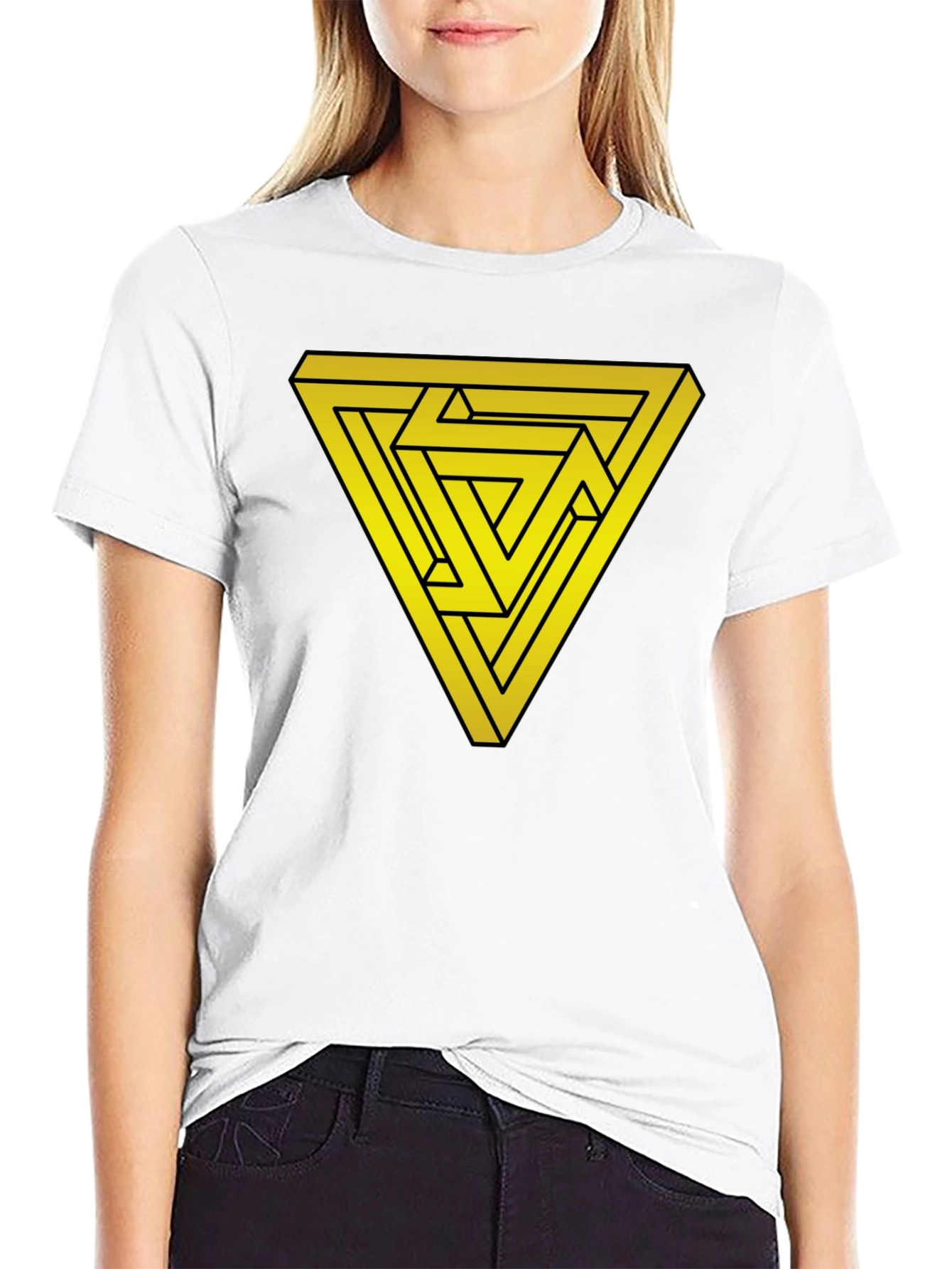 Impossible Triangle Graphic T-Shirt - Optical Illusion Tee