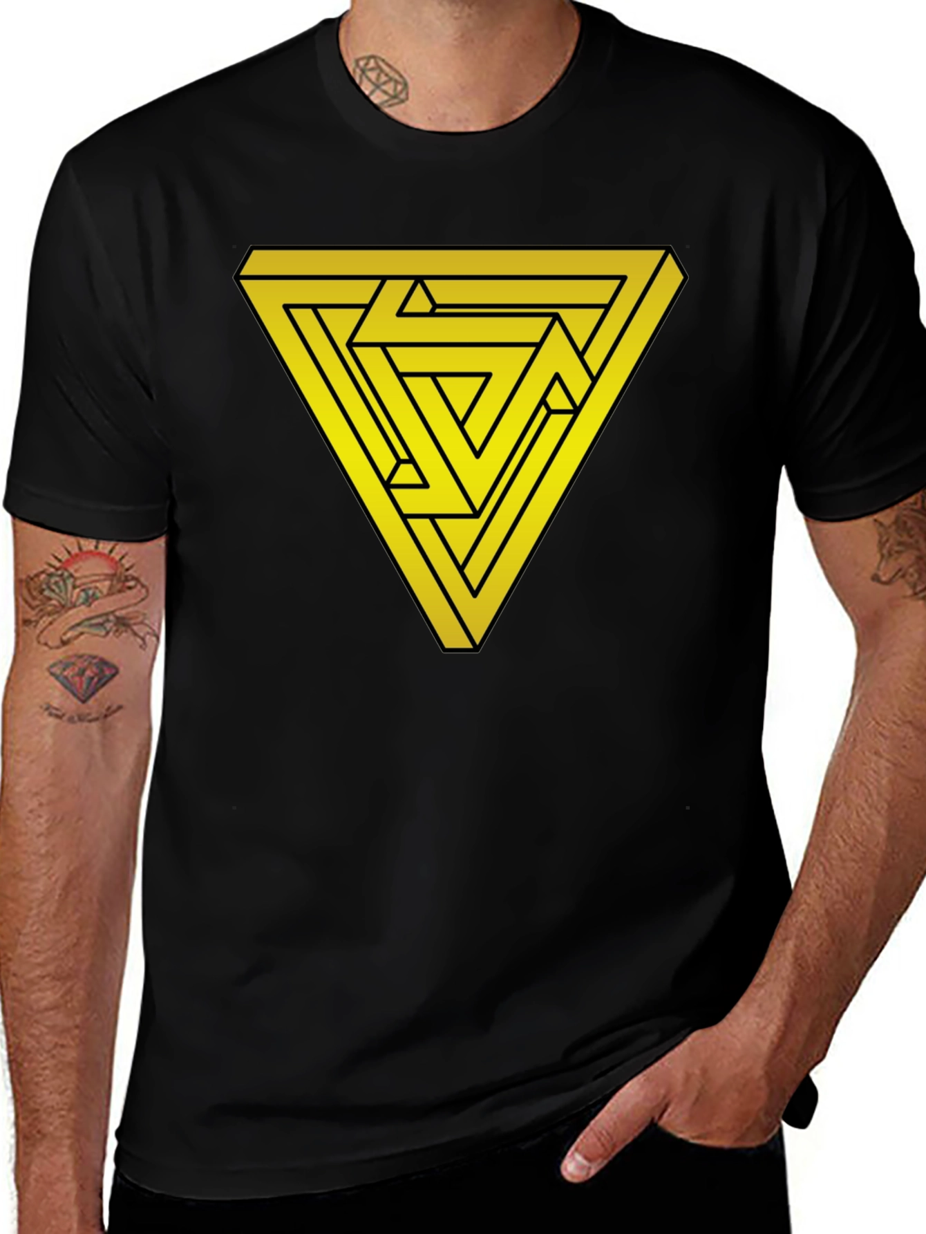 Impossible Triangle Graphic T-Shirt - Optical Illusion Tee