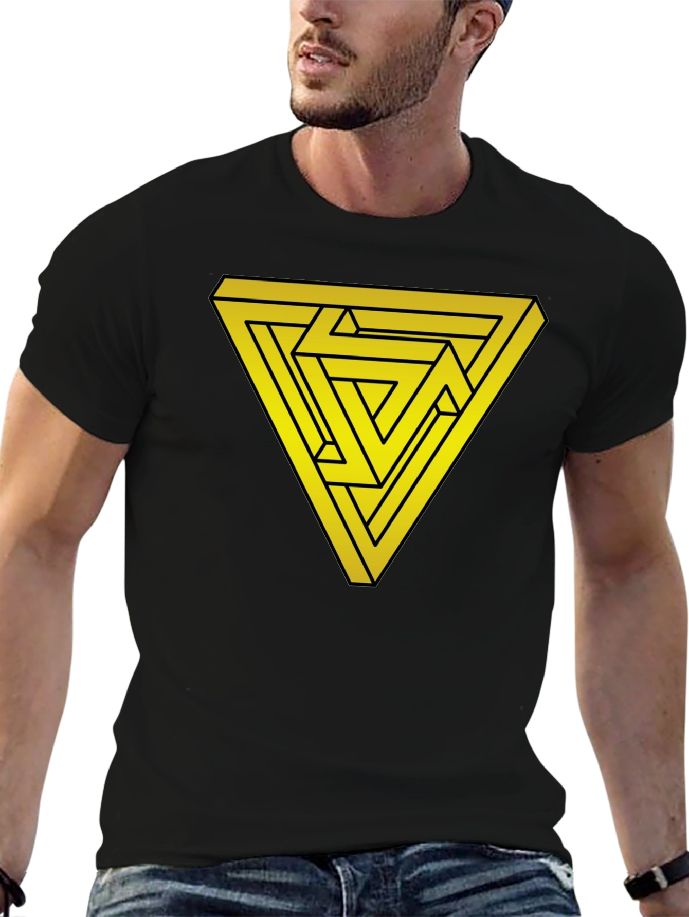 Impossible Triangle Graphic T-Shirt - Optical Illusion Tee