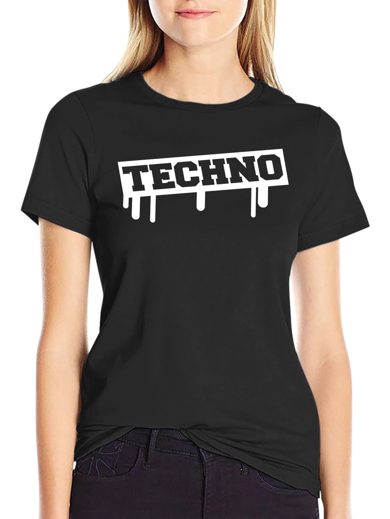 Techno Drip Graphic Black T-Shirt