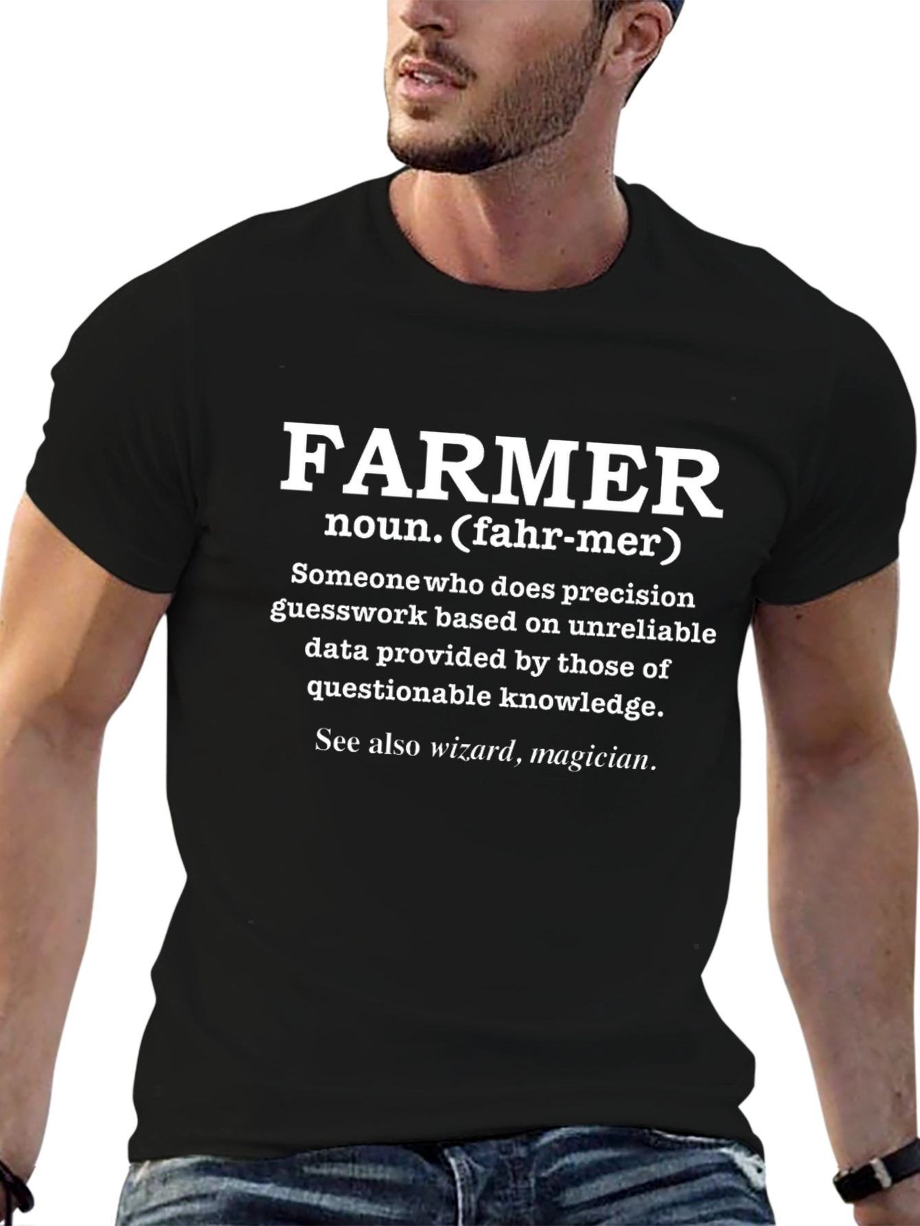 Funny Farmer Definition Black T-Shirt