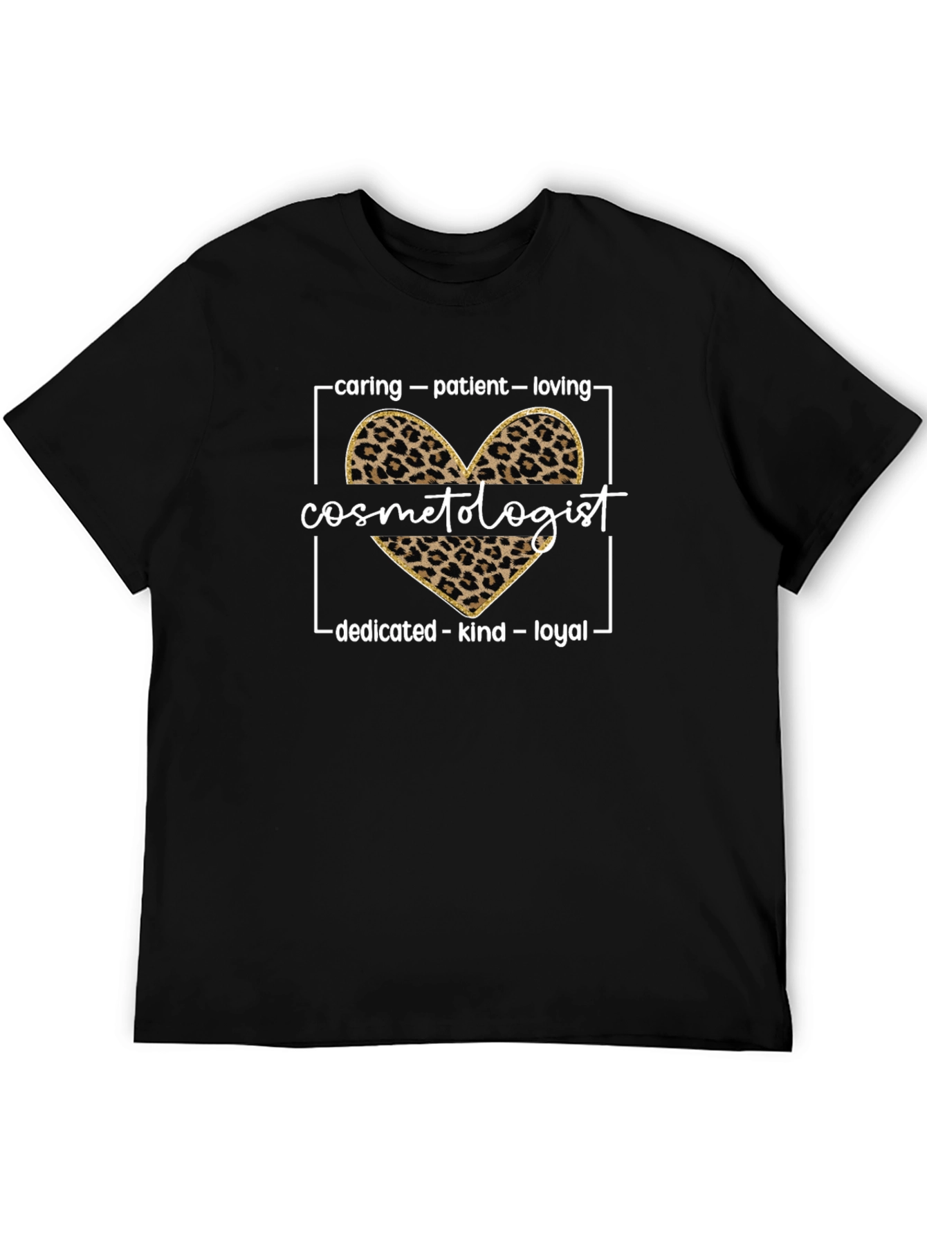 Cosmetologist Leopard Heart Graphic Tee