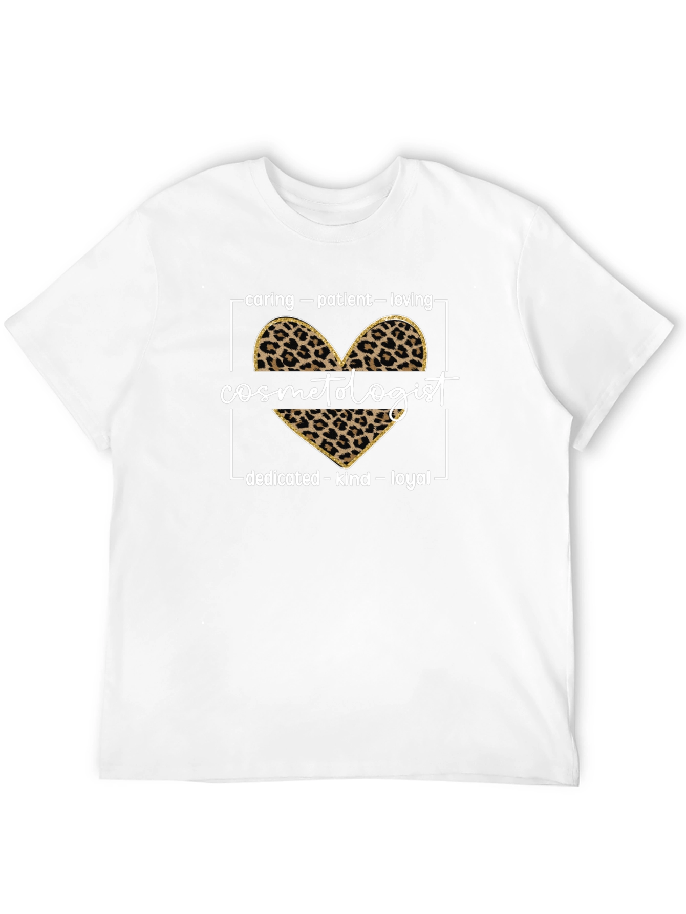 Cosmetologist Leopard Heart Graphic Tee