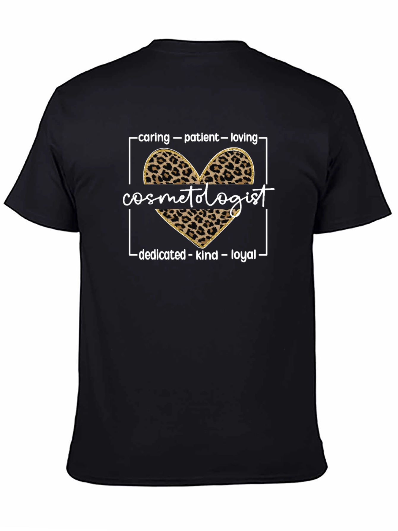 Cosmetologist Leopard Heart Graphic Tee