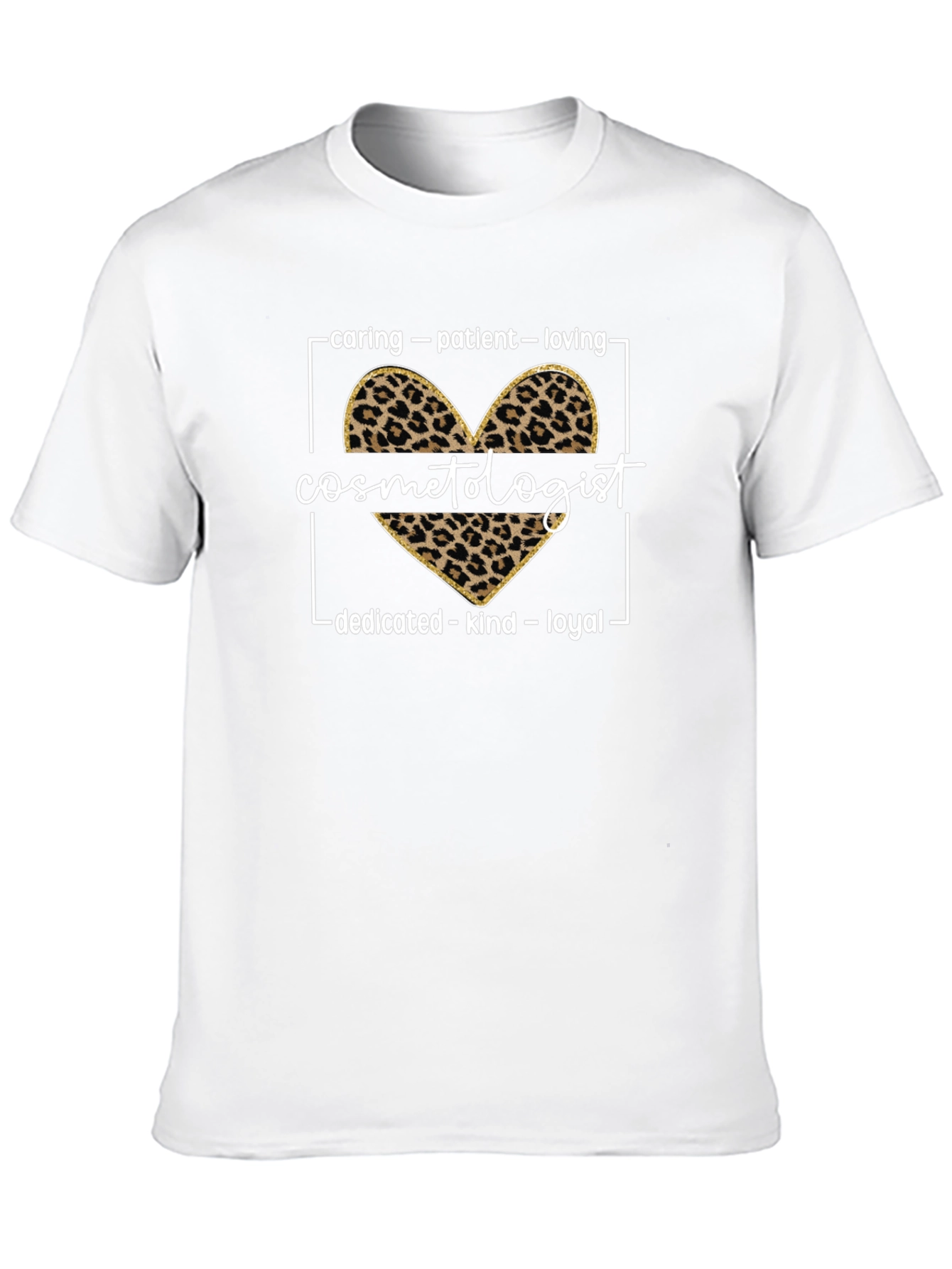 Cosmetologist Leopard Heart Graphic Tee