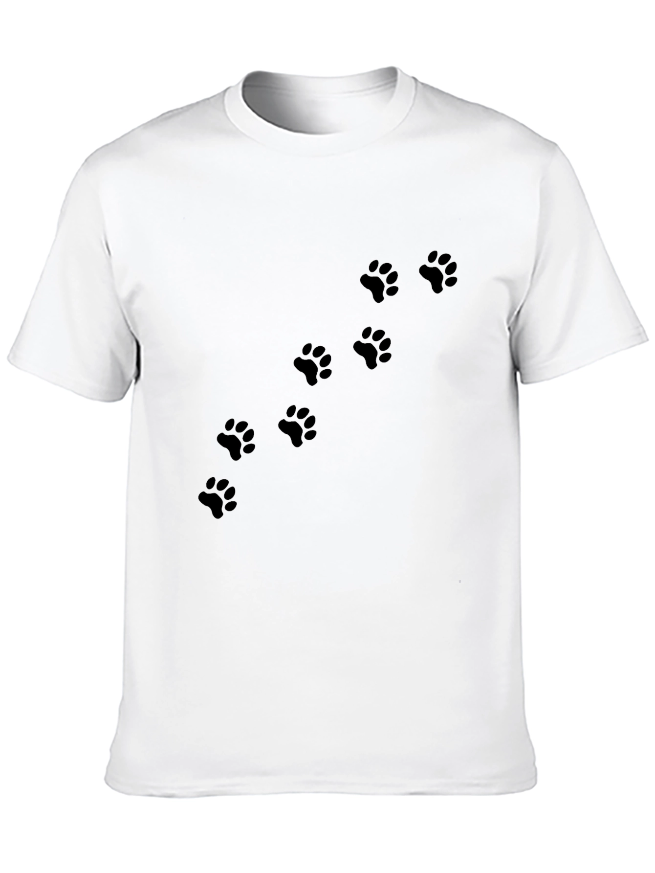Mens Black T-Shirt with Paw Print Design
