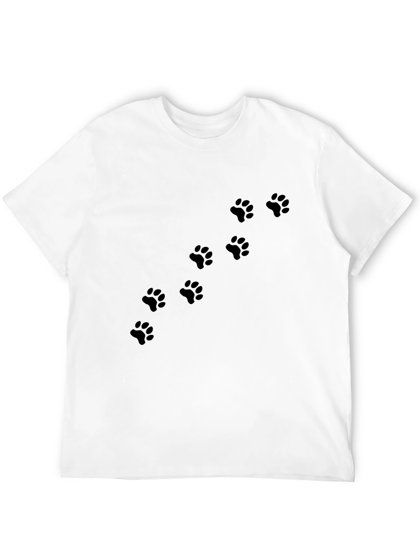 Mens Black T-Shirt with Paw Print Design