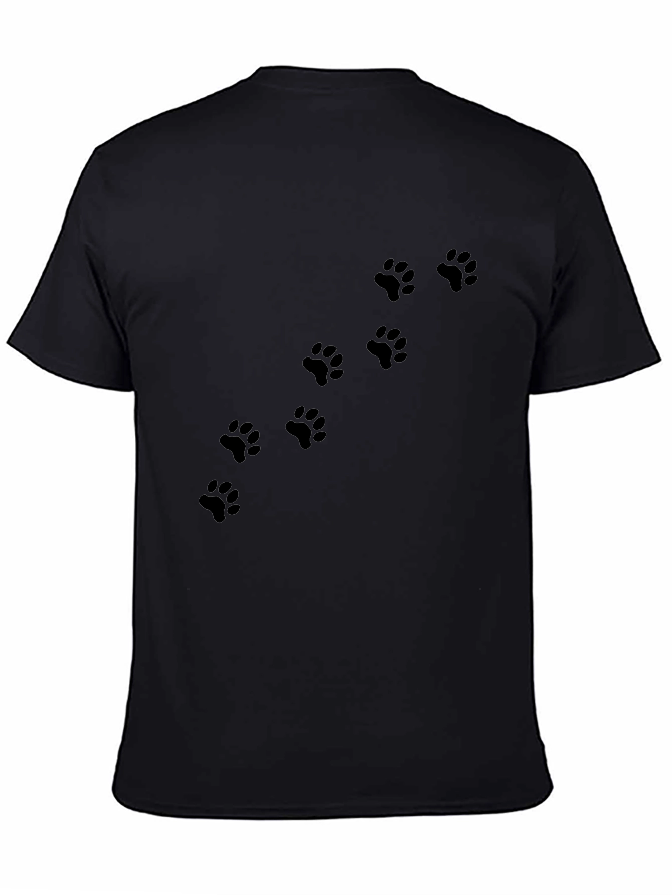 Mens Black T-Shirt with Paw Print Design
